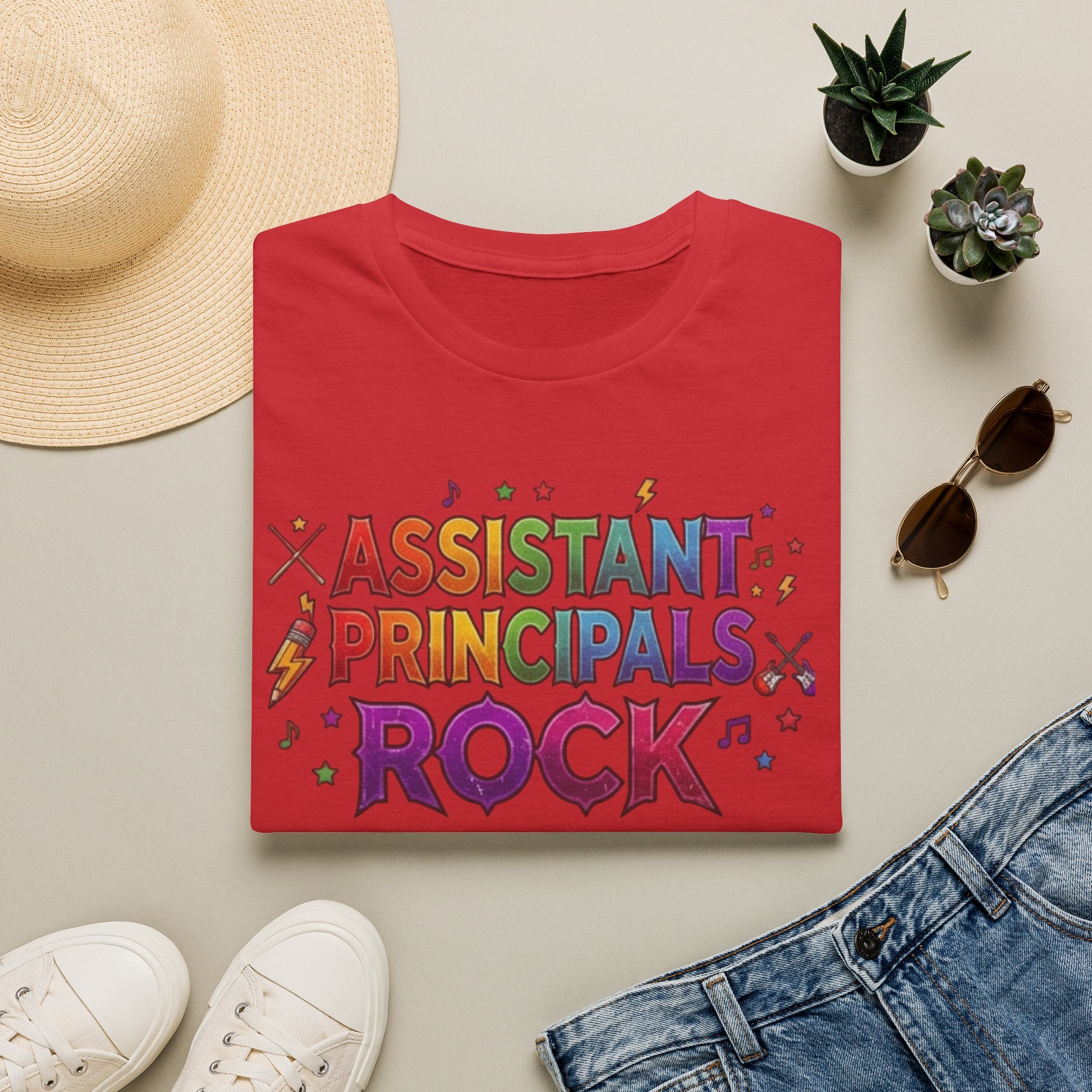Assistant Principals Rock T-Shirt — Colorful Retro School Leader Appreciation Tee