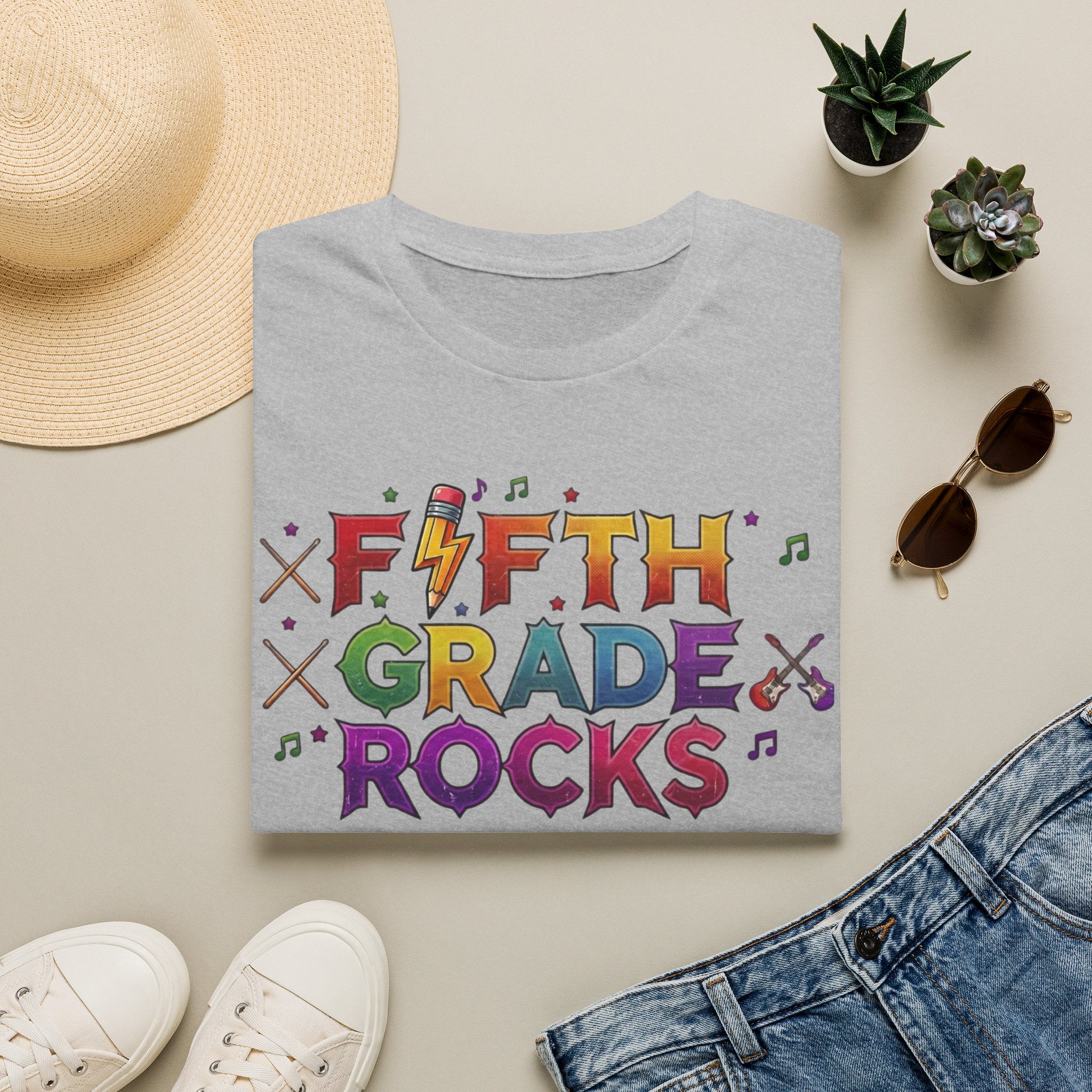 Fifth Grade Rocks T-Shirt — Colorful Back-to-School Teacher & Student Tee