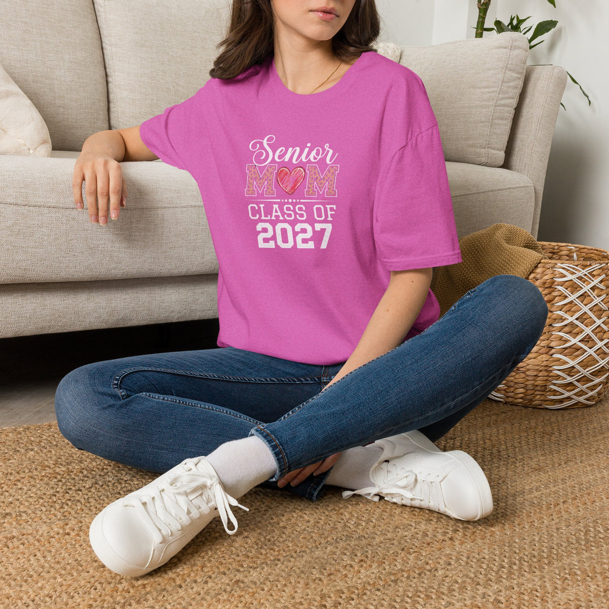 Mom Heart T-Shirt — Floral Leopard MOM Design for Mother's Day & Everyday