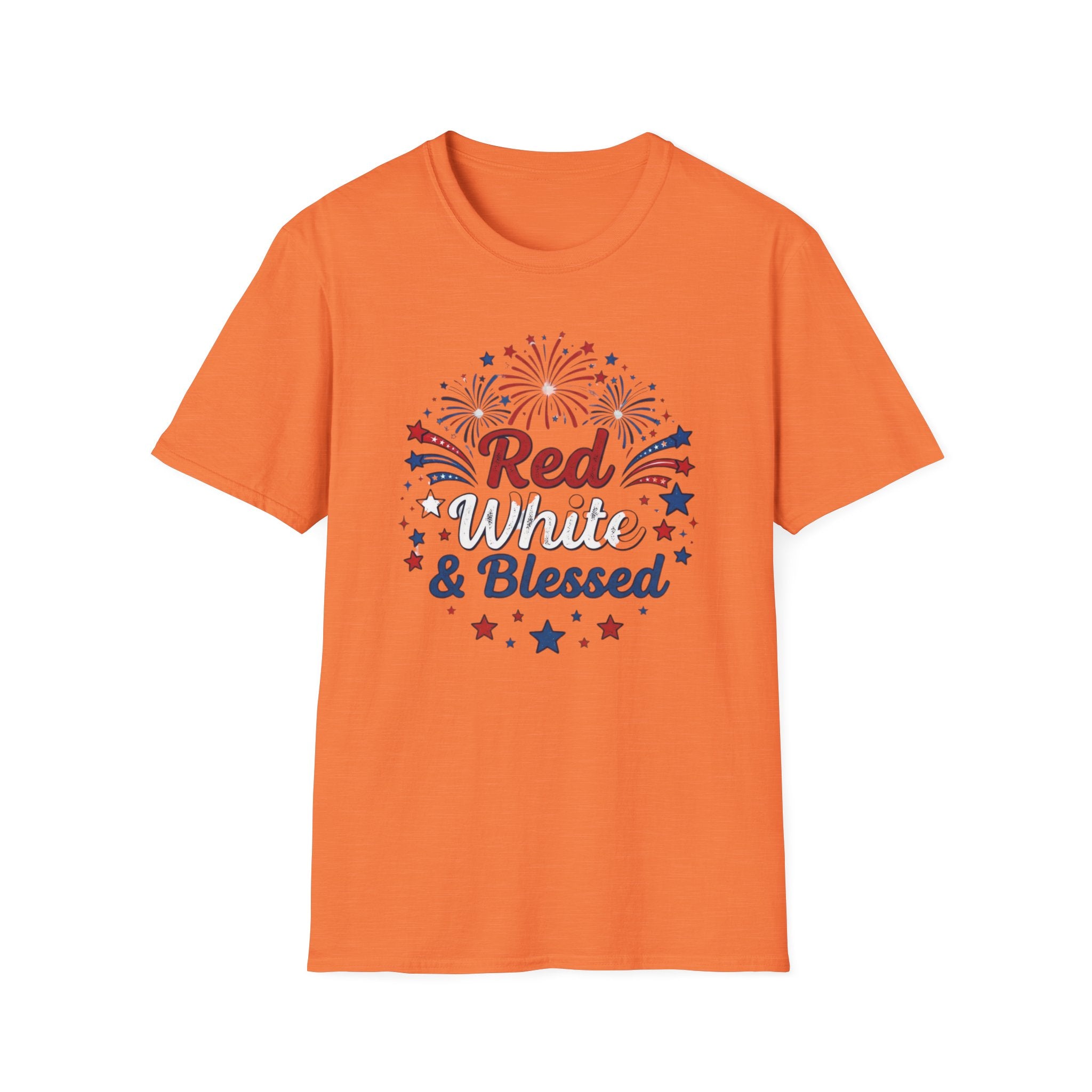 T-Shirt — "Red White & Blessed" Patriotic Fireworks Tee for 4th of July