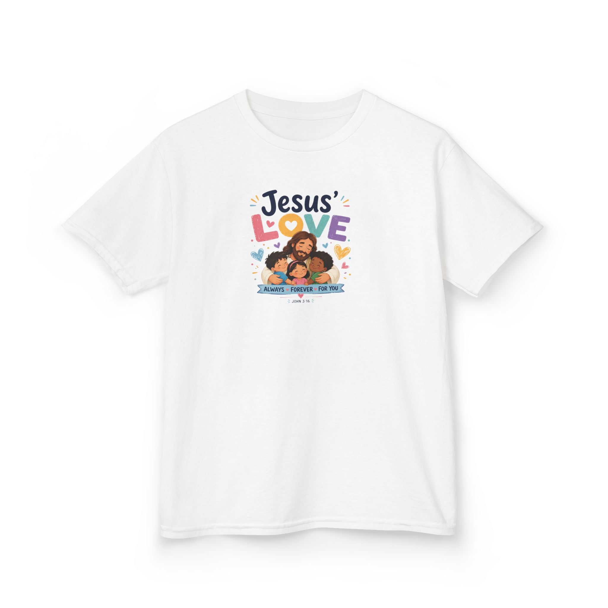 Kids Tee - "Jesus' Love" Colorful Faith Graphic