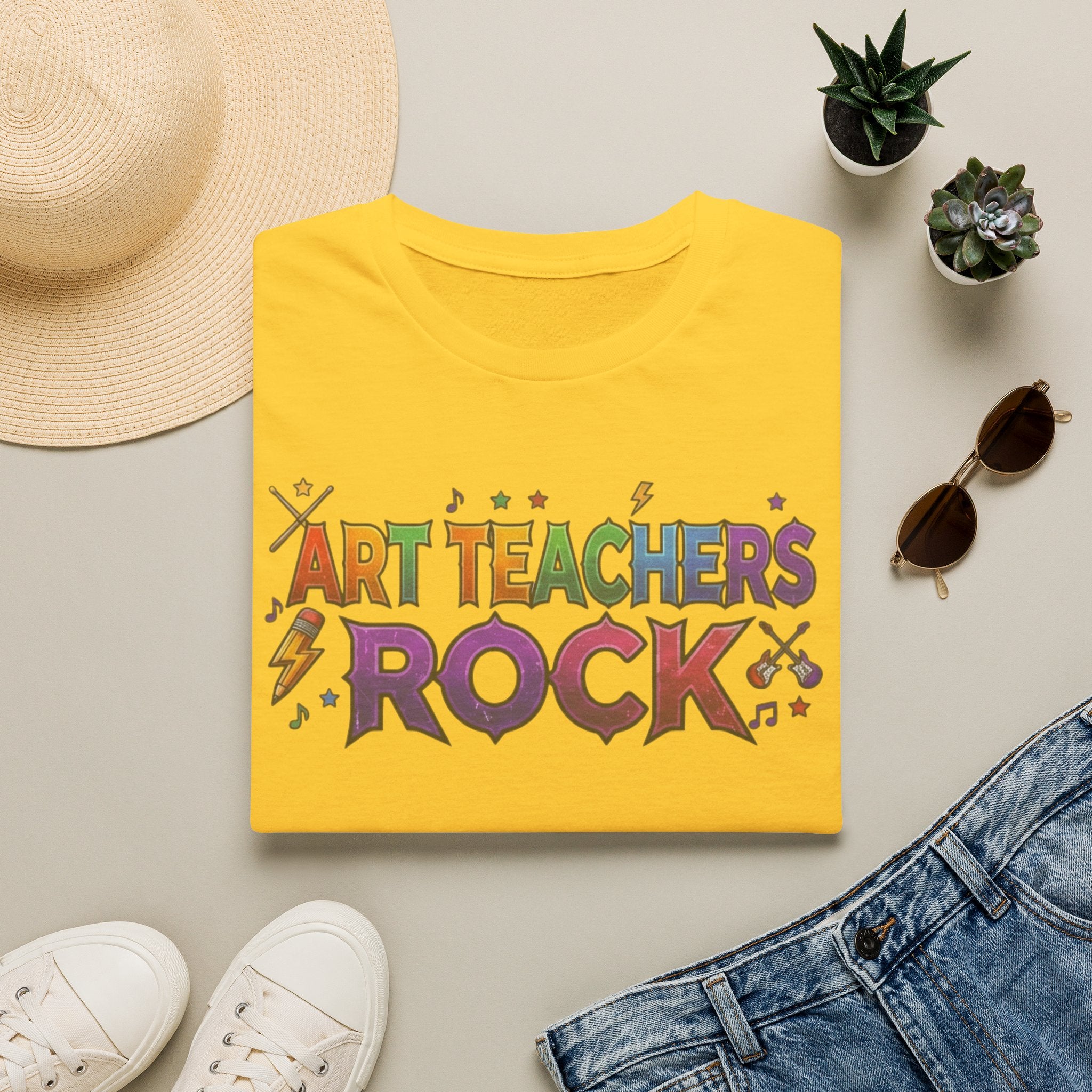 Art Teachers Rock T-Shirt — Colorful Music & Art Teacher Gift
