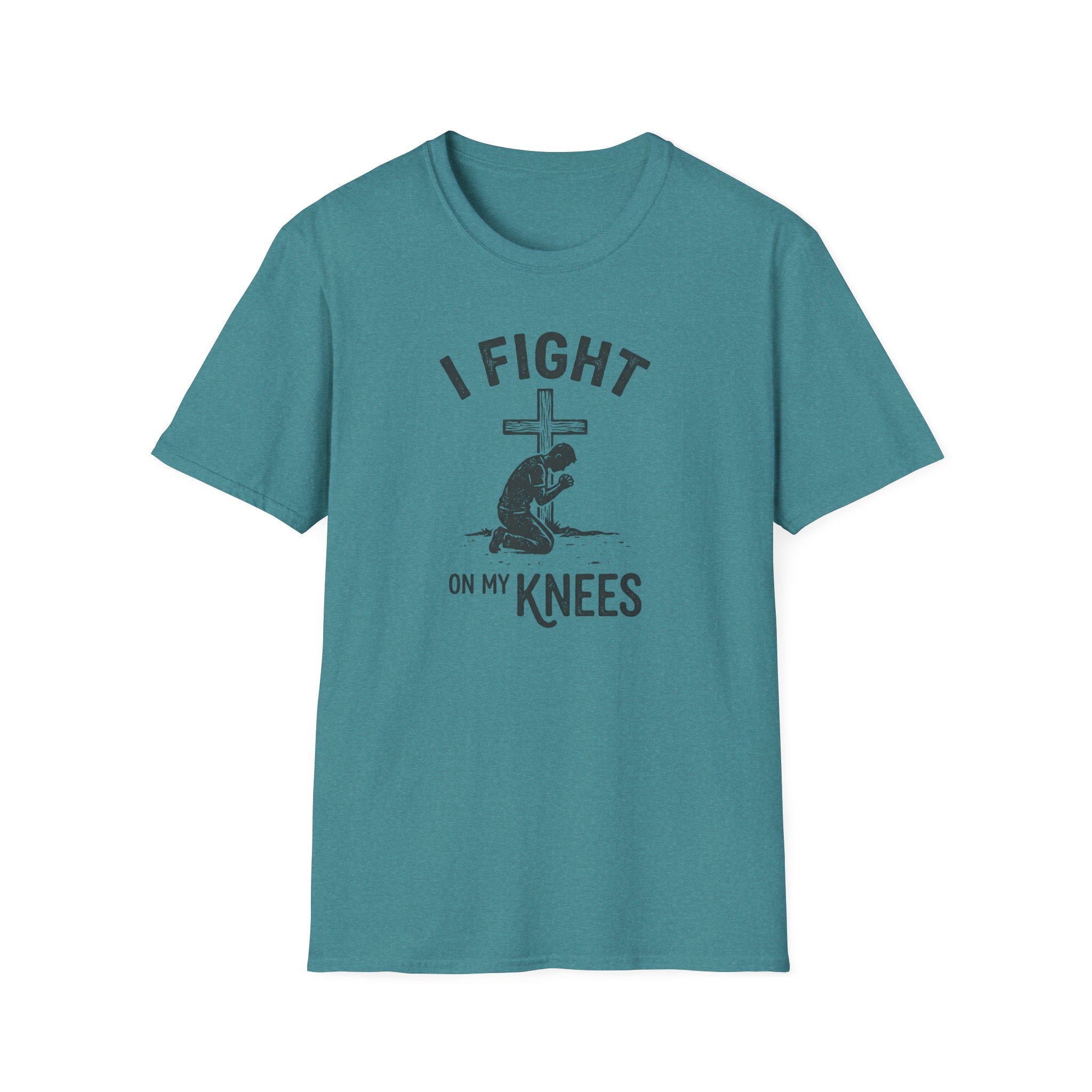 T-Shirt — "I Fight on My Knees" Prayer Graphic