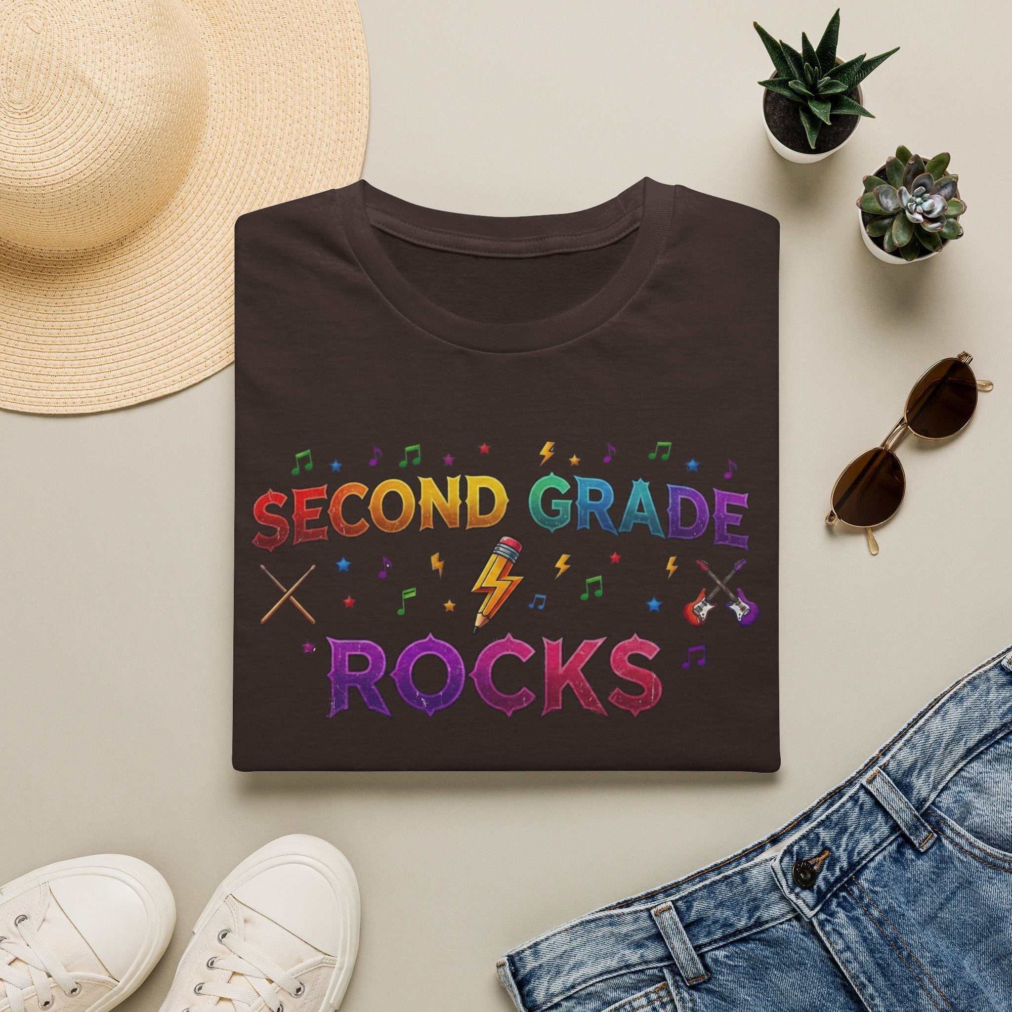 Second Grade Rocks T-Shirt — Fun Teacher & Student School Spirit Tee