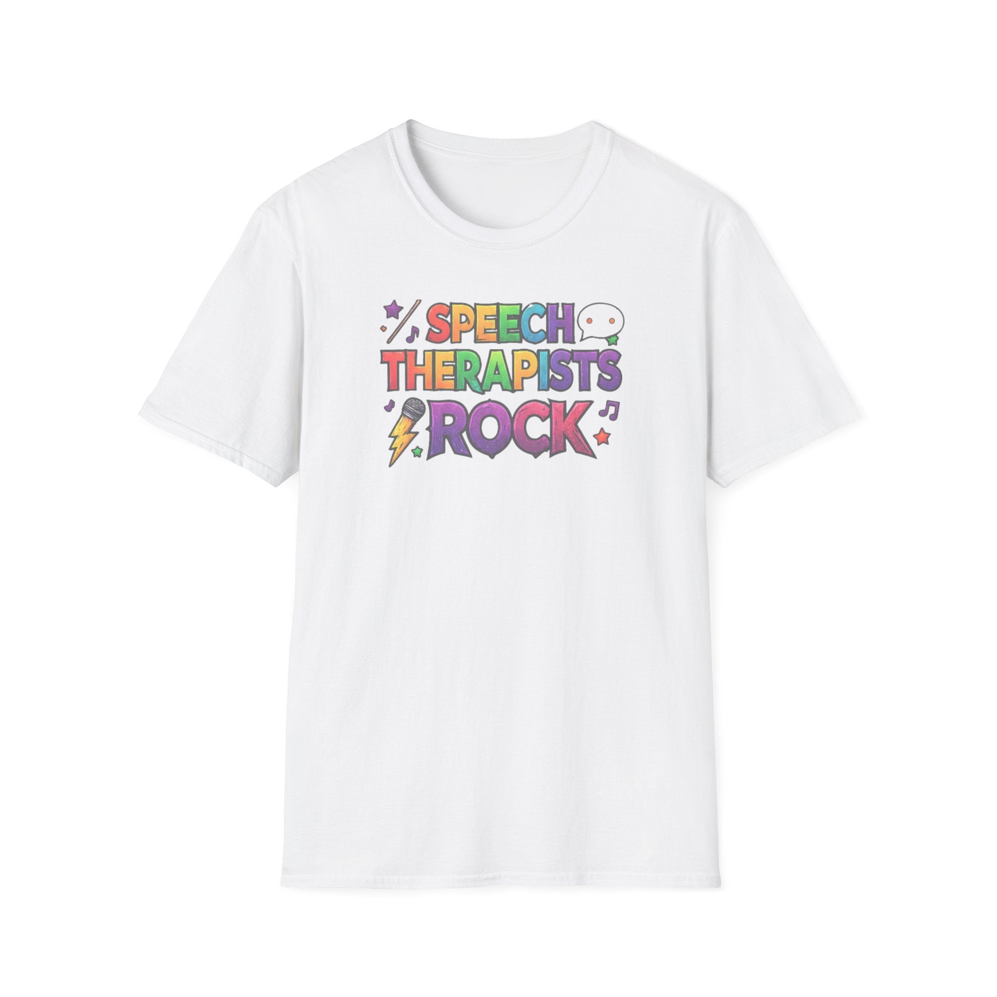 Speech Therapists Rock T-Shirt — Colorful Retro Graphic Tee for SLPs