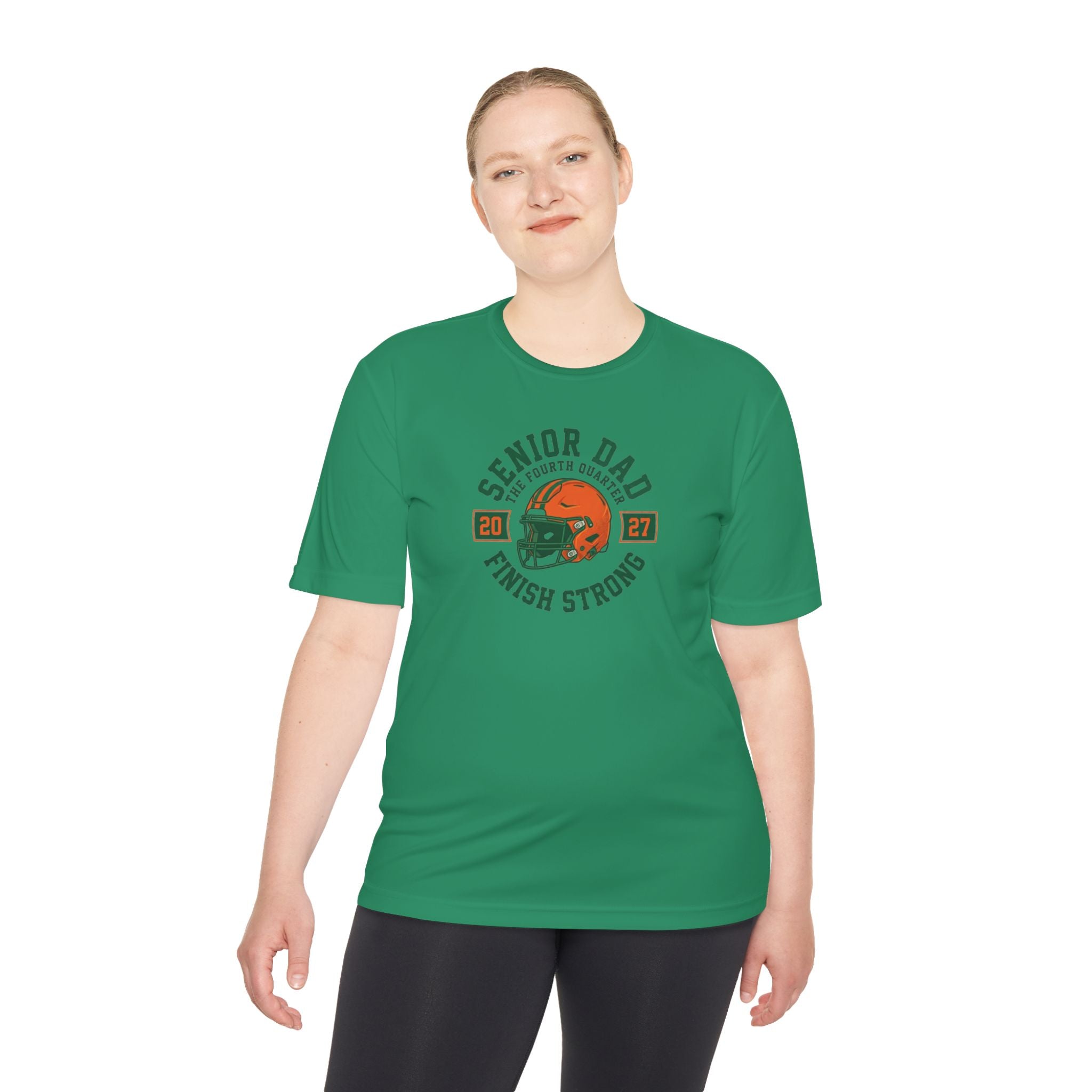 Senior Dad Tee "Finish Strong" – Football Dad Moisture-Wicking Shirt