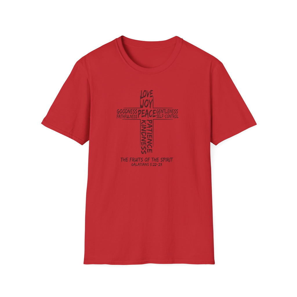 Faith Cross T-Shirt — 'Fruit of the Spirit' Typography Tee (Love, Joy, Peace)