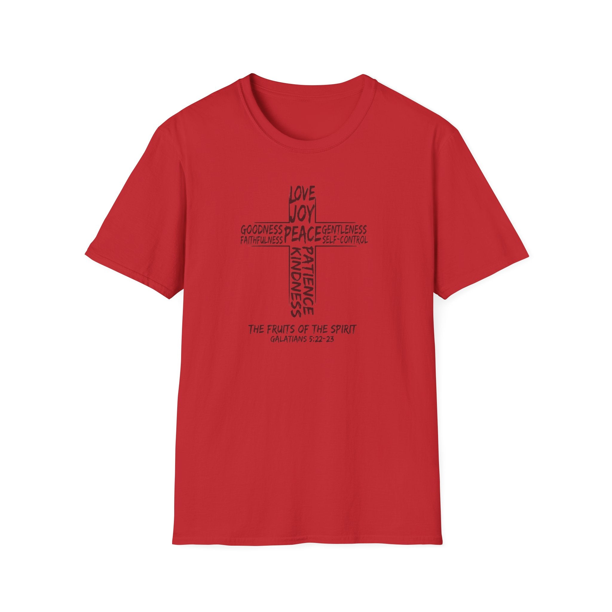 Faith Cross T-Shirt — 'Fruit of the Spirit' Typography Tee (Love, Joy, Peace)