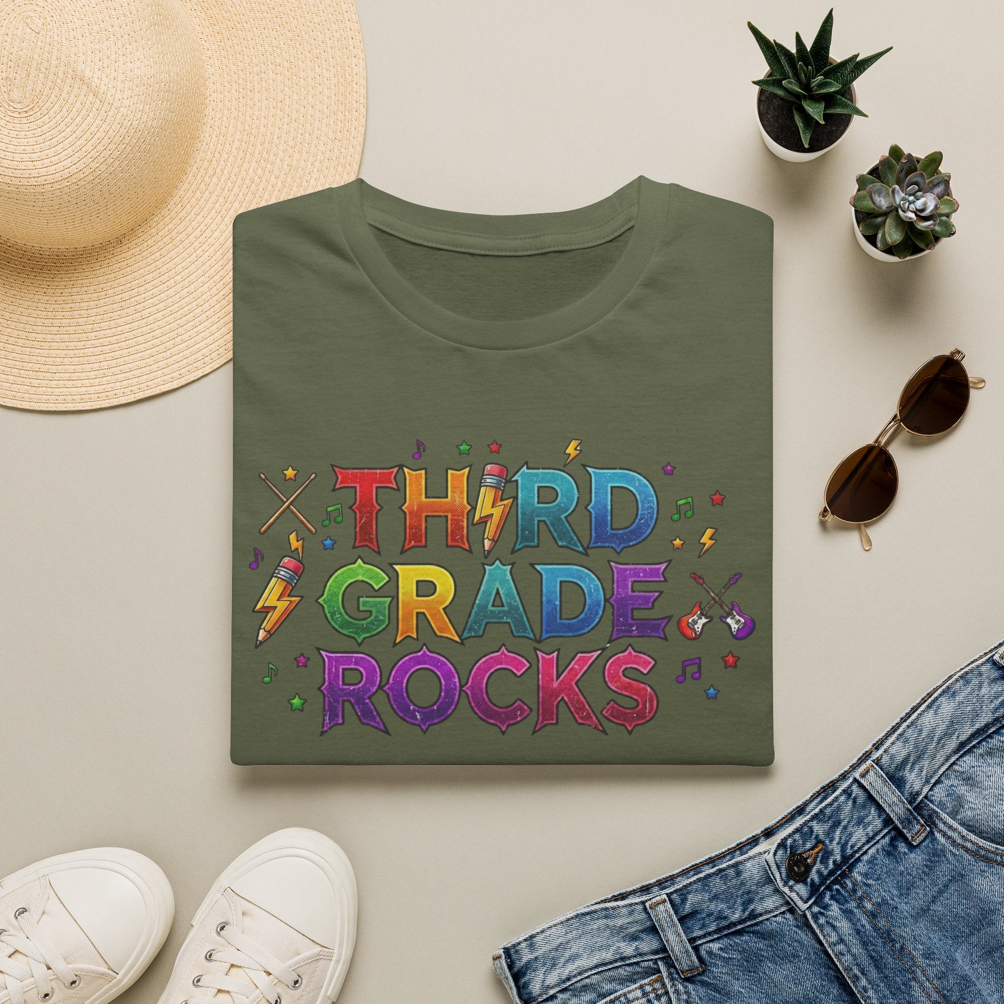 Third Grade Rocks T-Shirt — Colorful School Teacher & Student Tee
