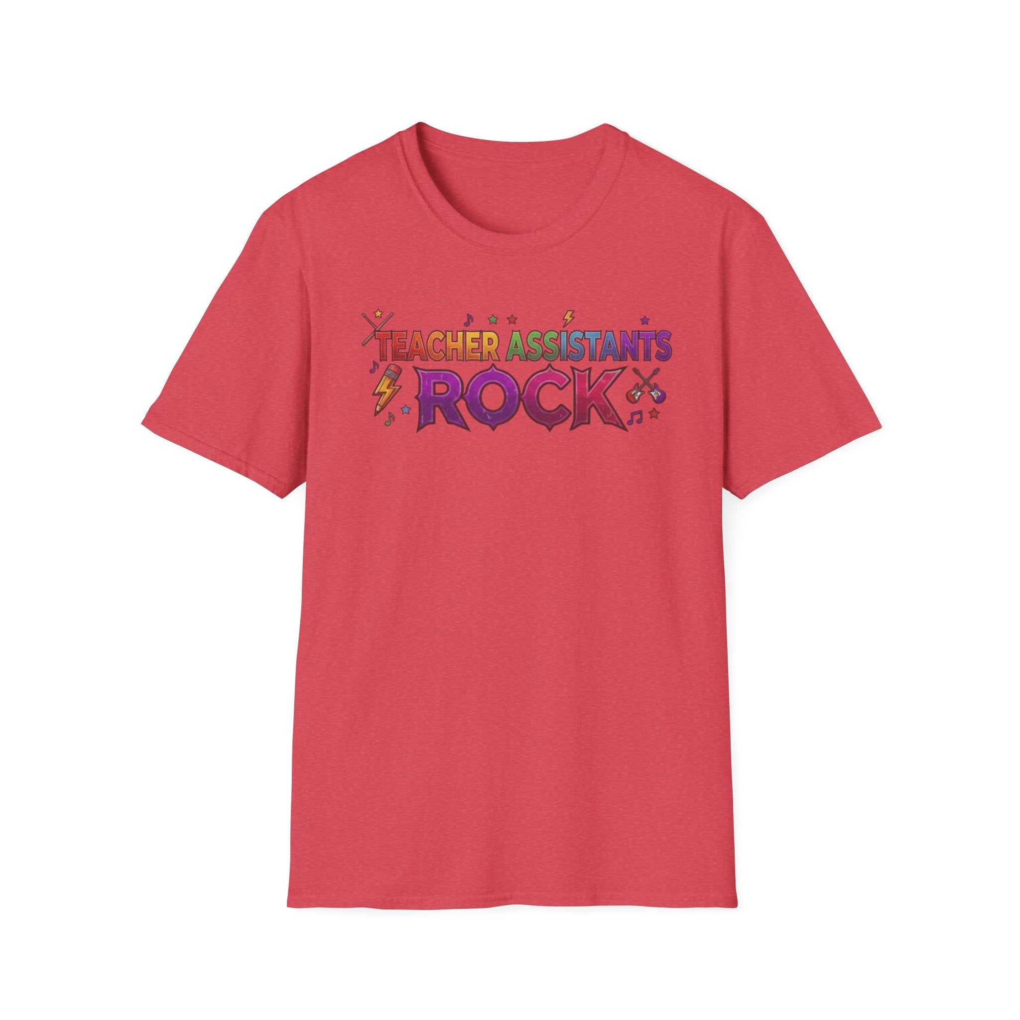 Teacher Assistants Rock T-Shirt — Colorful Retro School Support Staff Tee