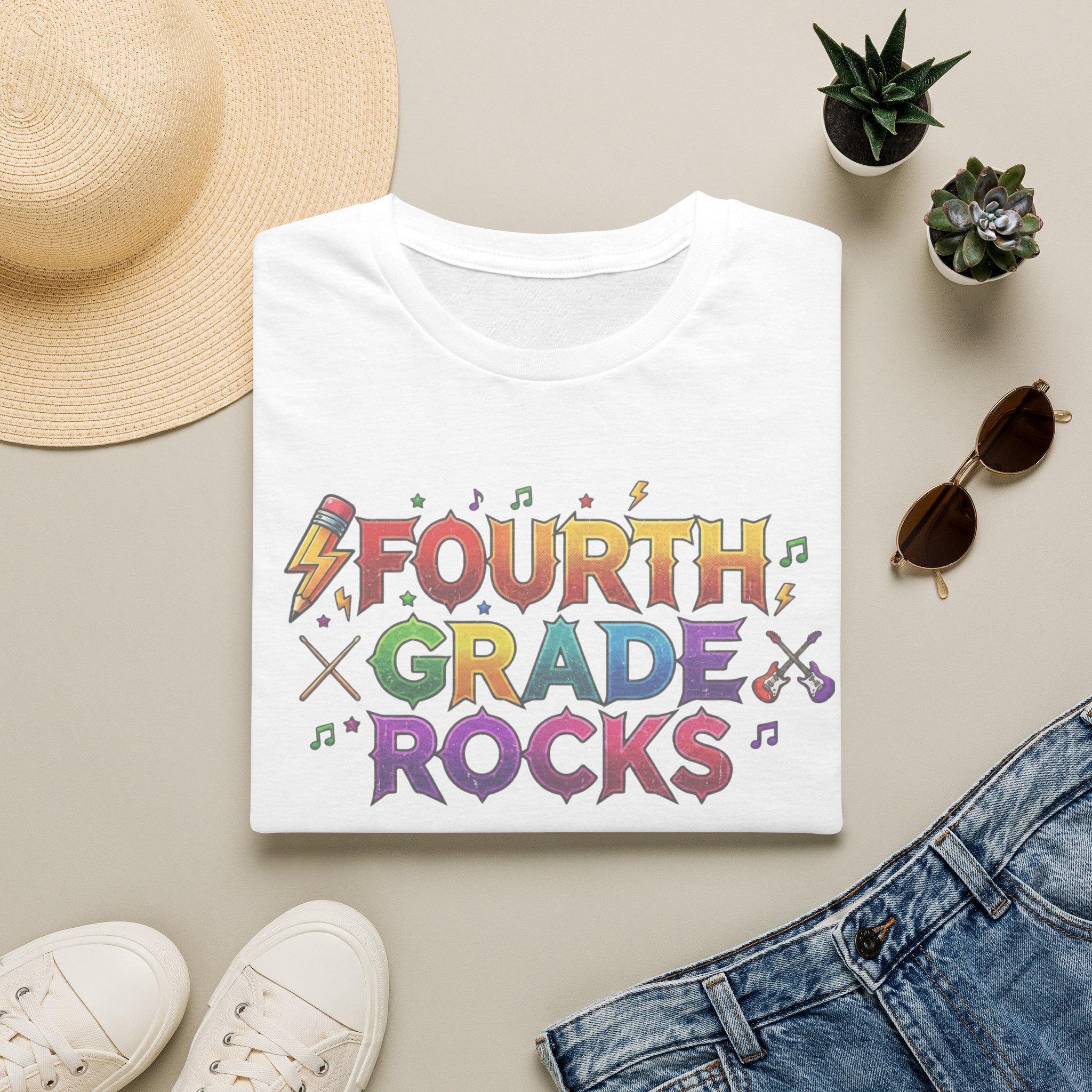Fourth Grade Rocks T-Shirt — Colorful Teacher/Student Appreciation Tee