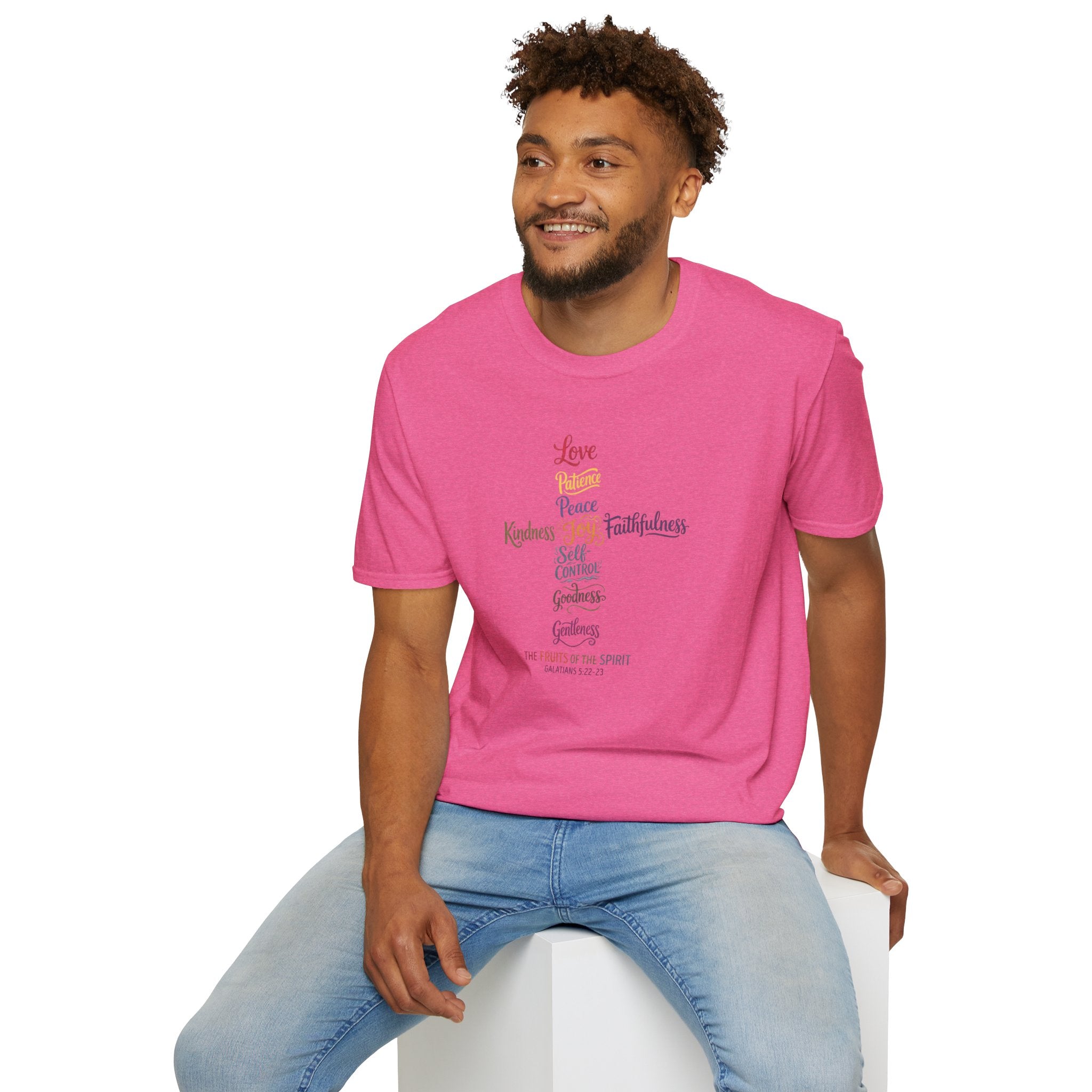 Christian Cross Word Art T-Shirt — Fruits of the Spirit Faith Tee