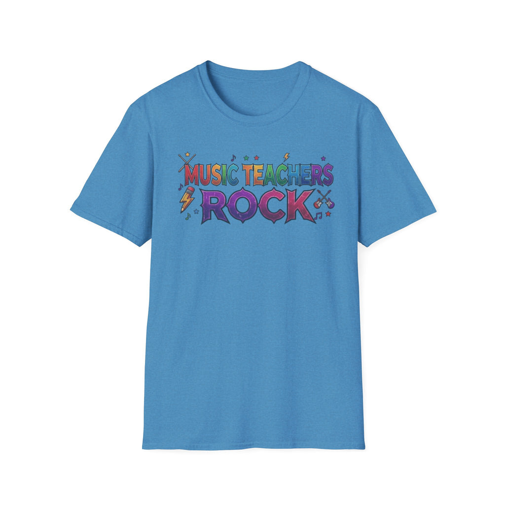 Music Teachers Rock T‑Shirt — Funky Colorful Graphic Tee for Music Educators