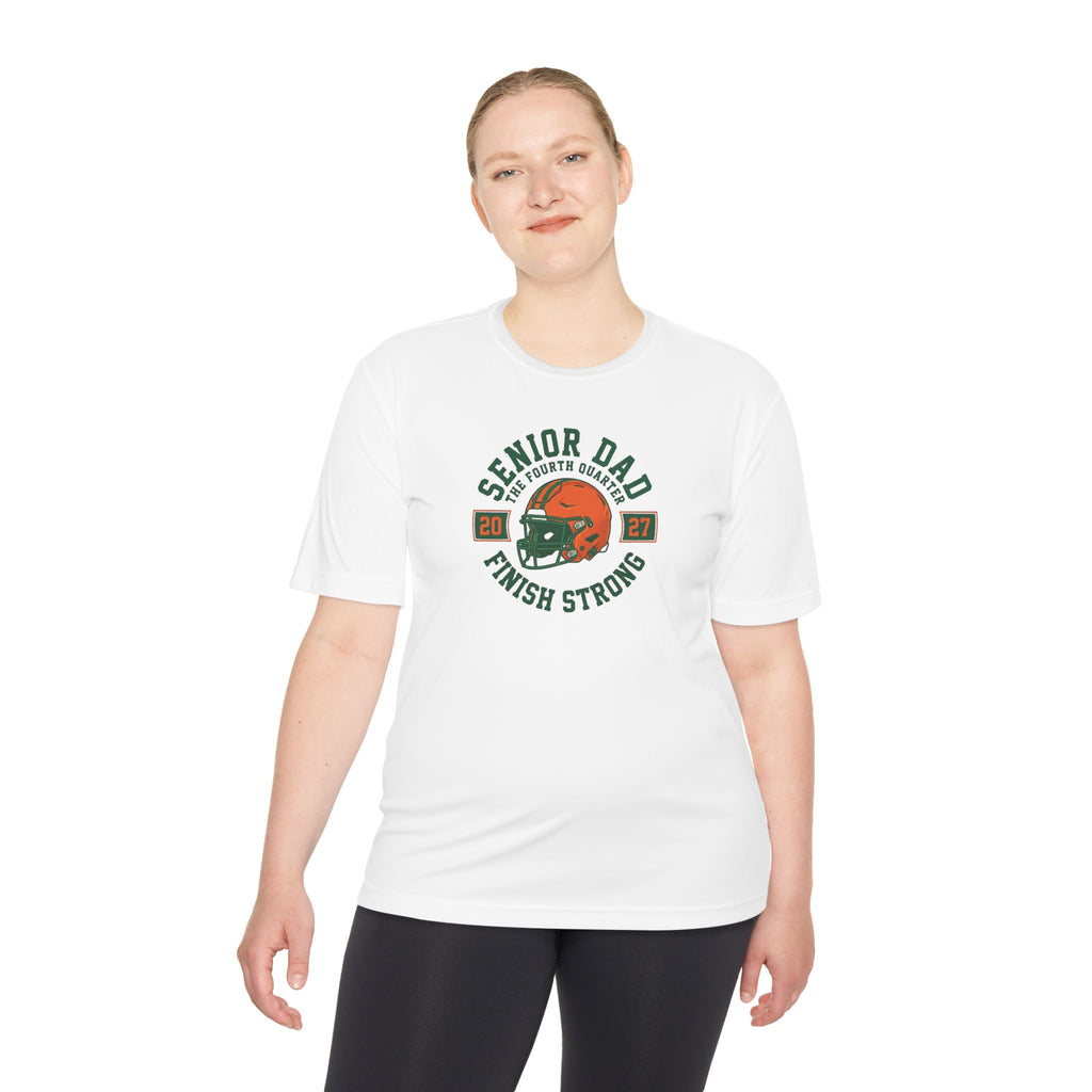 Senior Dad Tee "Finish Strong" – Football Dad Moisture-Wicking Shirt