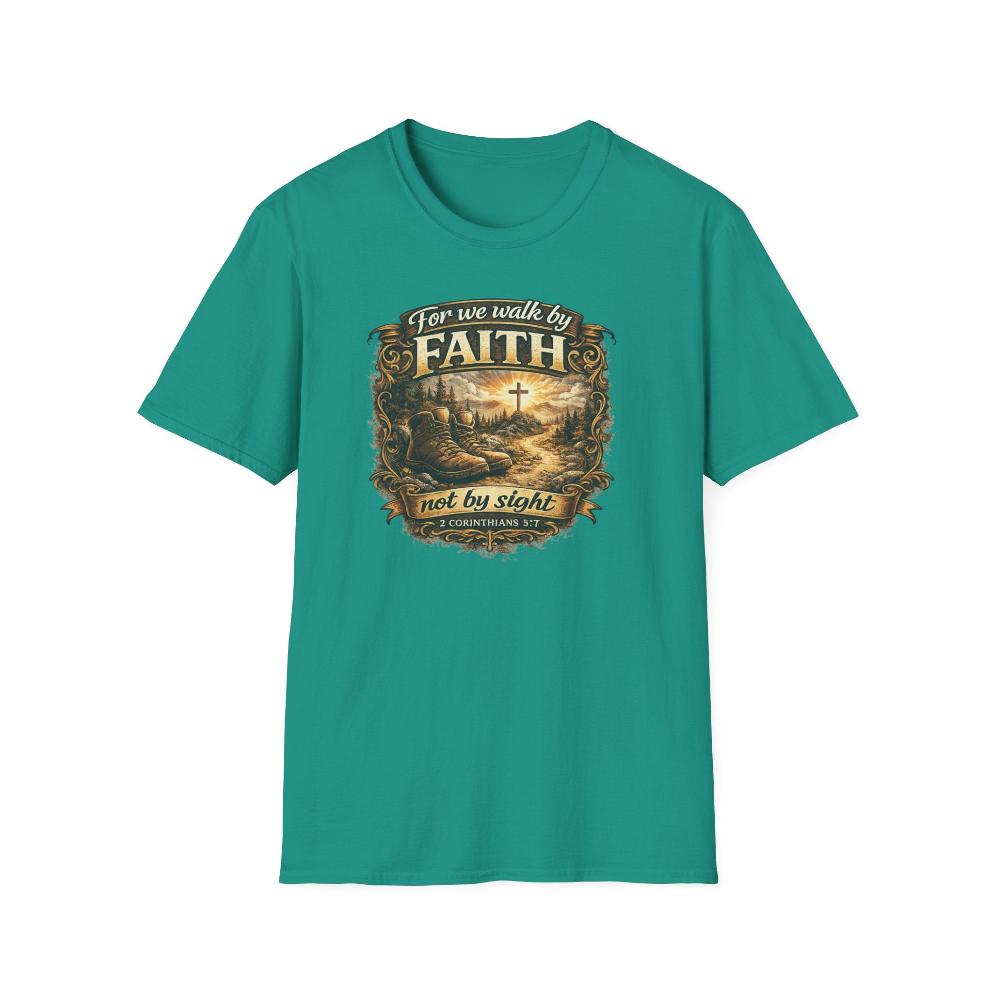 For We Walk By Faith Not By Sight Christian Tee