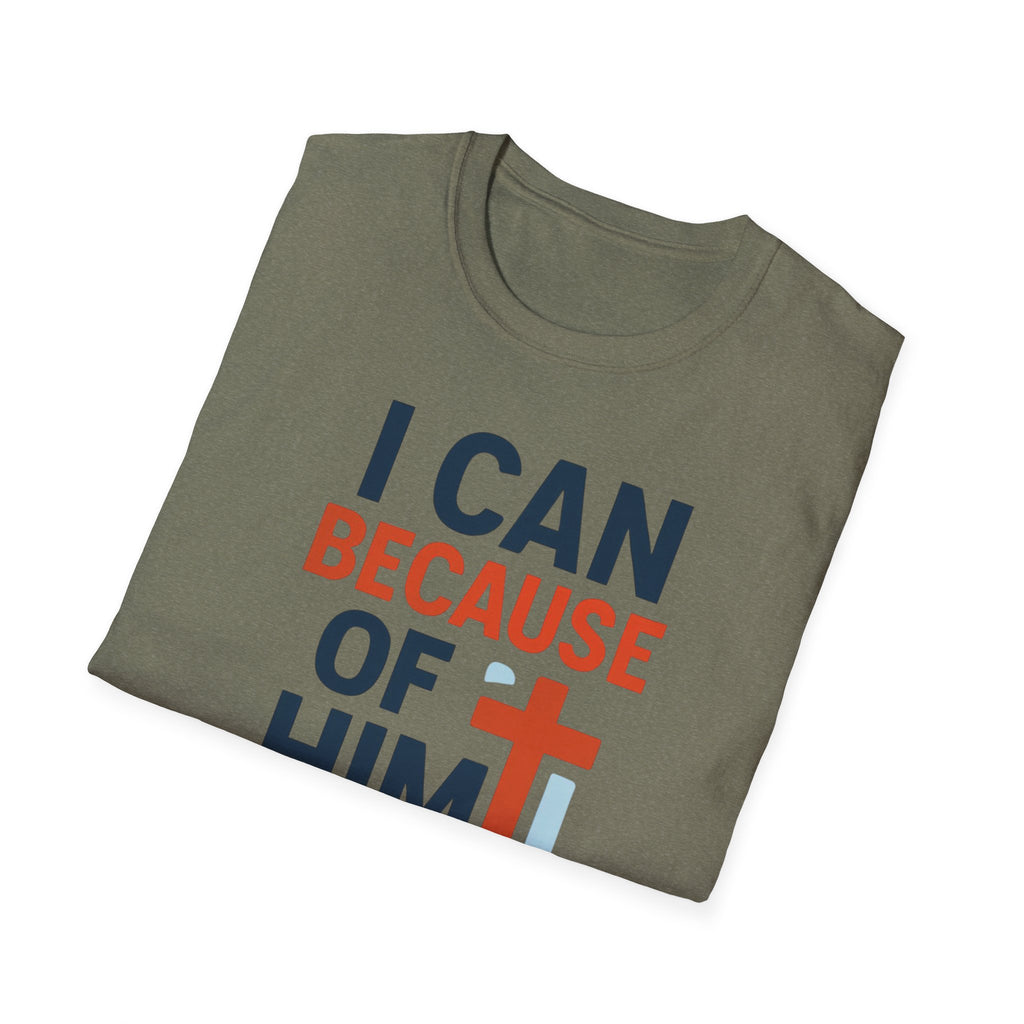 I Can Because of Him T-Shirt – Christian Faith Cross Tee