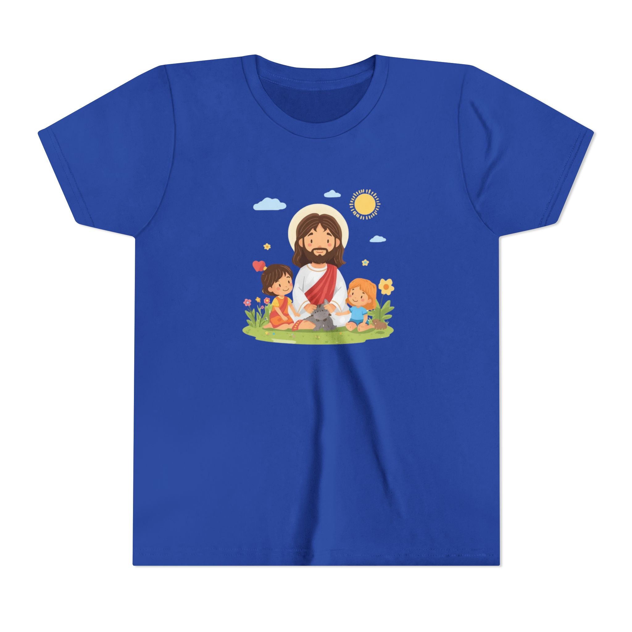 Youth Tee — Cute Jesus with Children Illustration Faith Shirt