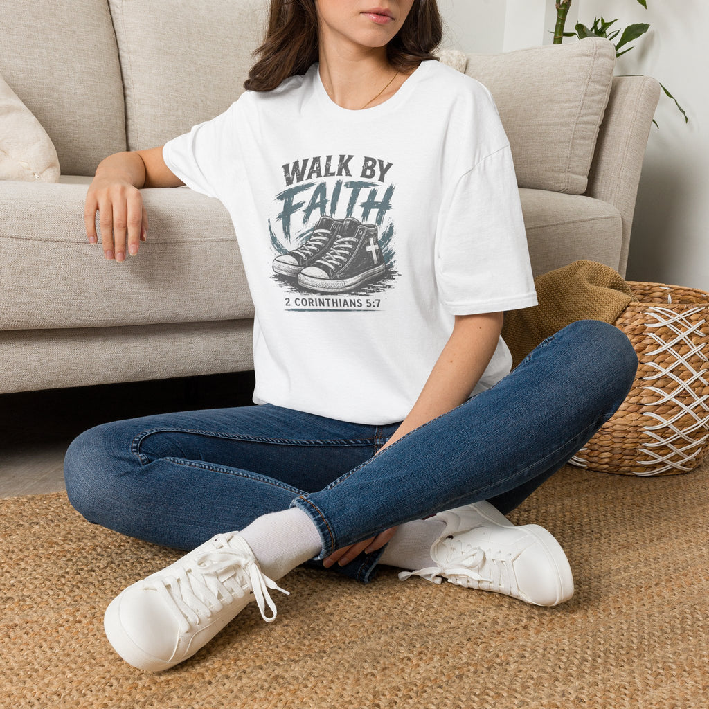 Walk by Faith T-Shirt — Christian Faith Graphic Tee (2 Corinthians 5:7)