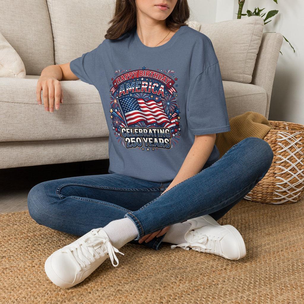 T-Shirt — "Happy Birthday America" Patriotic Flag Tee for 4th of July
