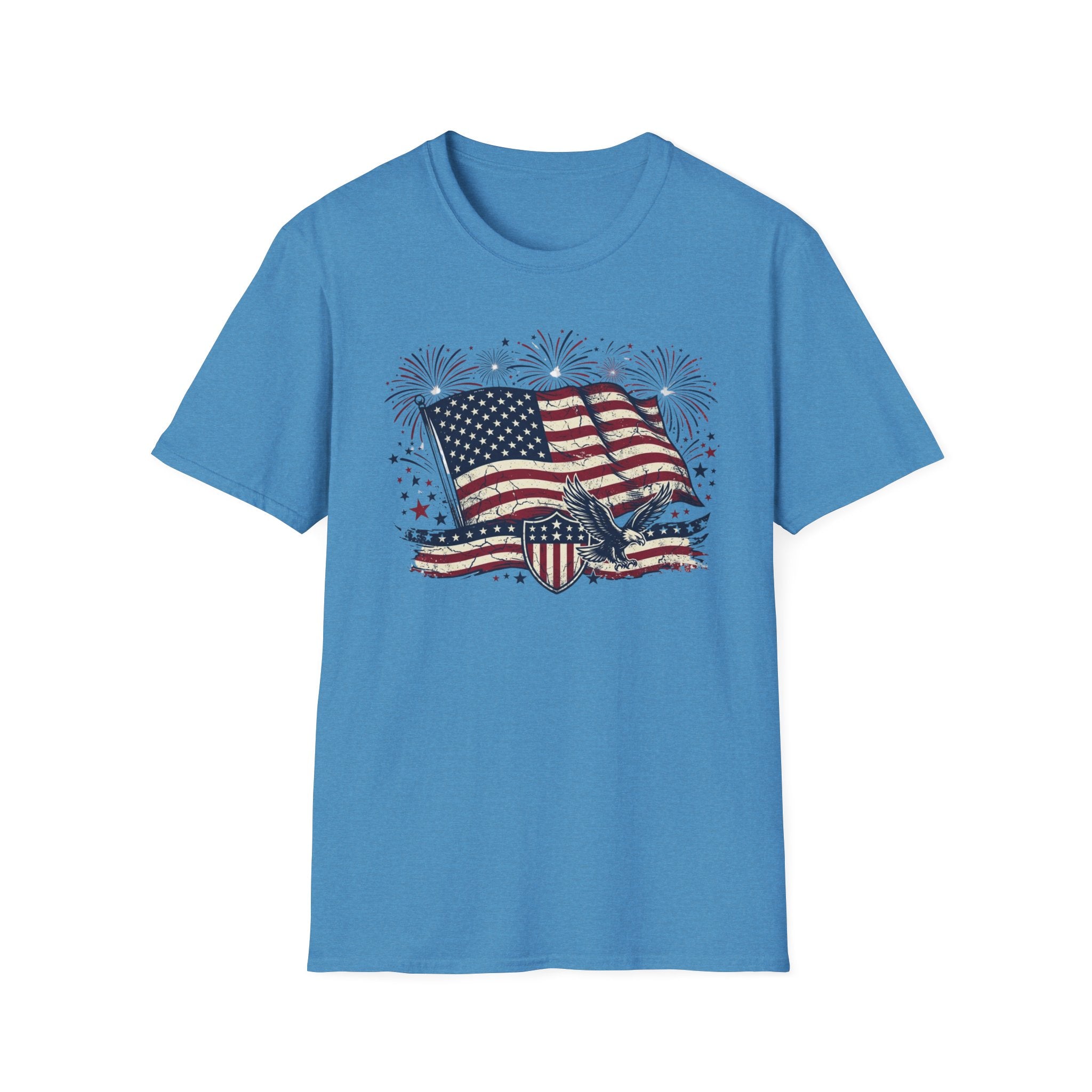 American Flag Eagle T-Shirt — Patriotic 4th of July Tee with Fireworks