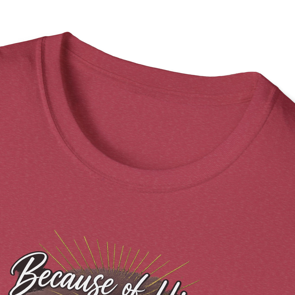 Because of Him I’m an Overcomer T-Shirt — Christian Inspirational Faith Tee