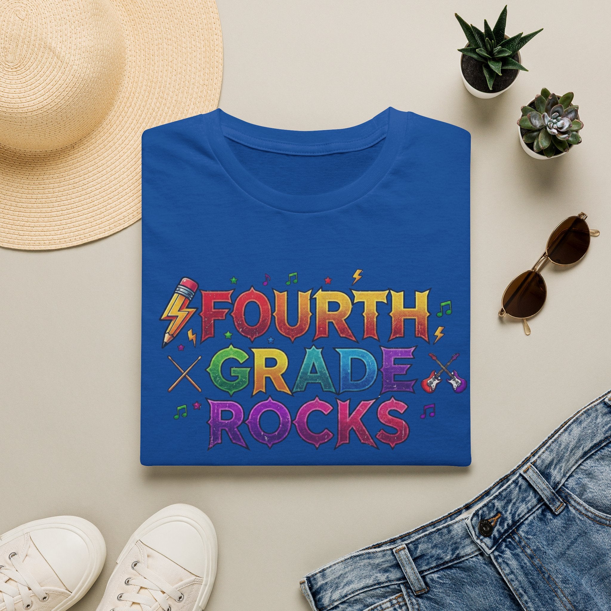 Fourth Grade Rocks T-Shirt — Colorful Teacher/Student Appreciation Tee