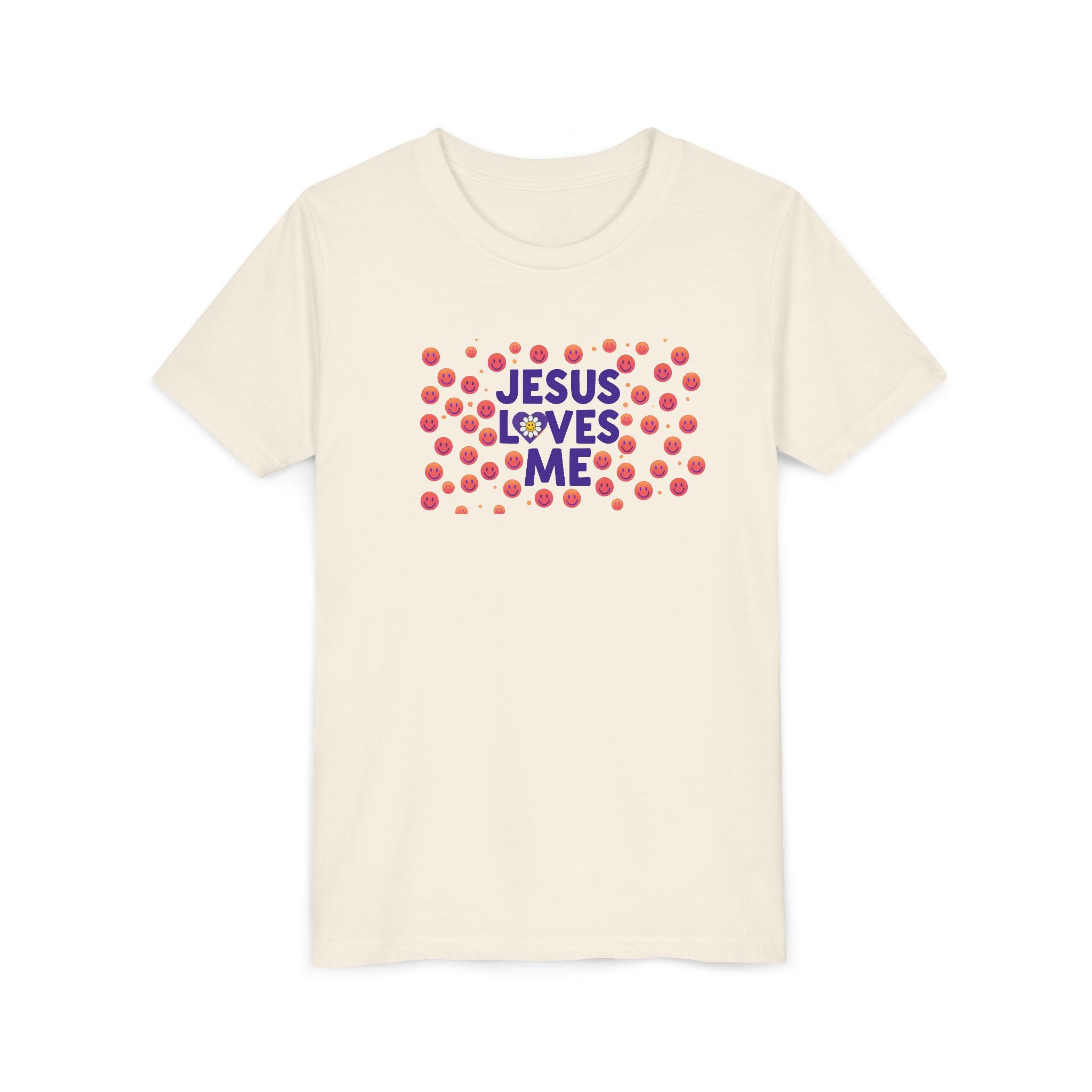 Youth Tee - "Jesus Loves Me" Colorful Dot Christian Kids Shirt
