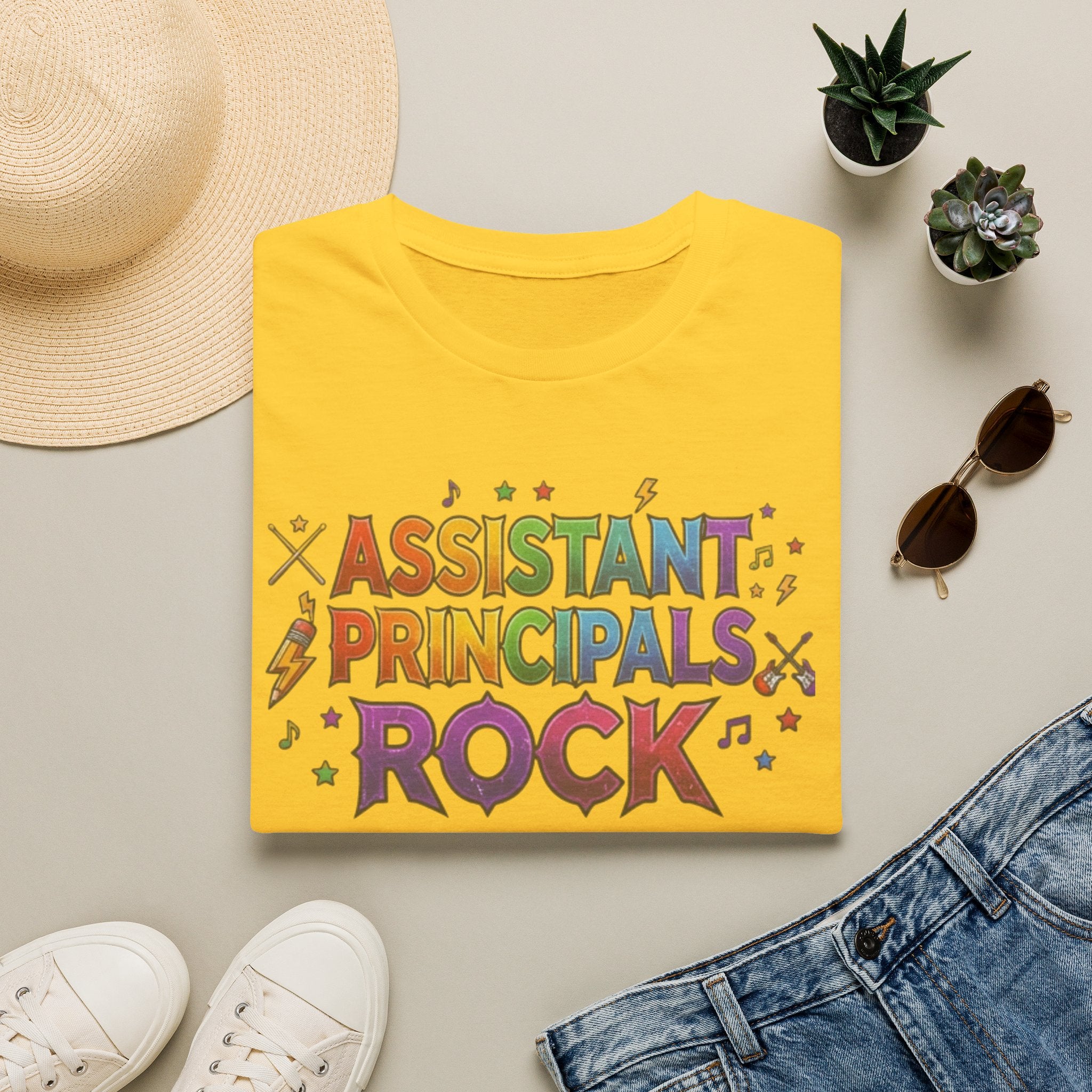 Assistant Principals Rock T-Shirt — Colorful Retro School Leader Appreciation Tee