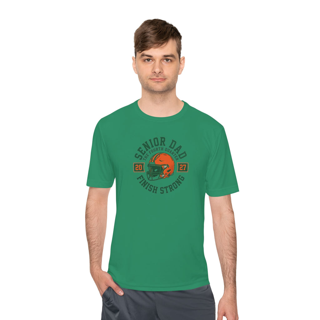 Senior Dad Tee "Finish Strong" – Football Dad Moisture-Wicking Shirt
