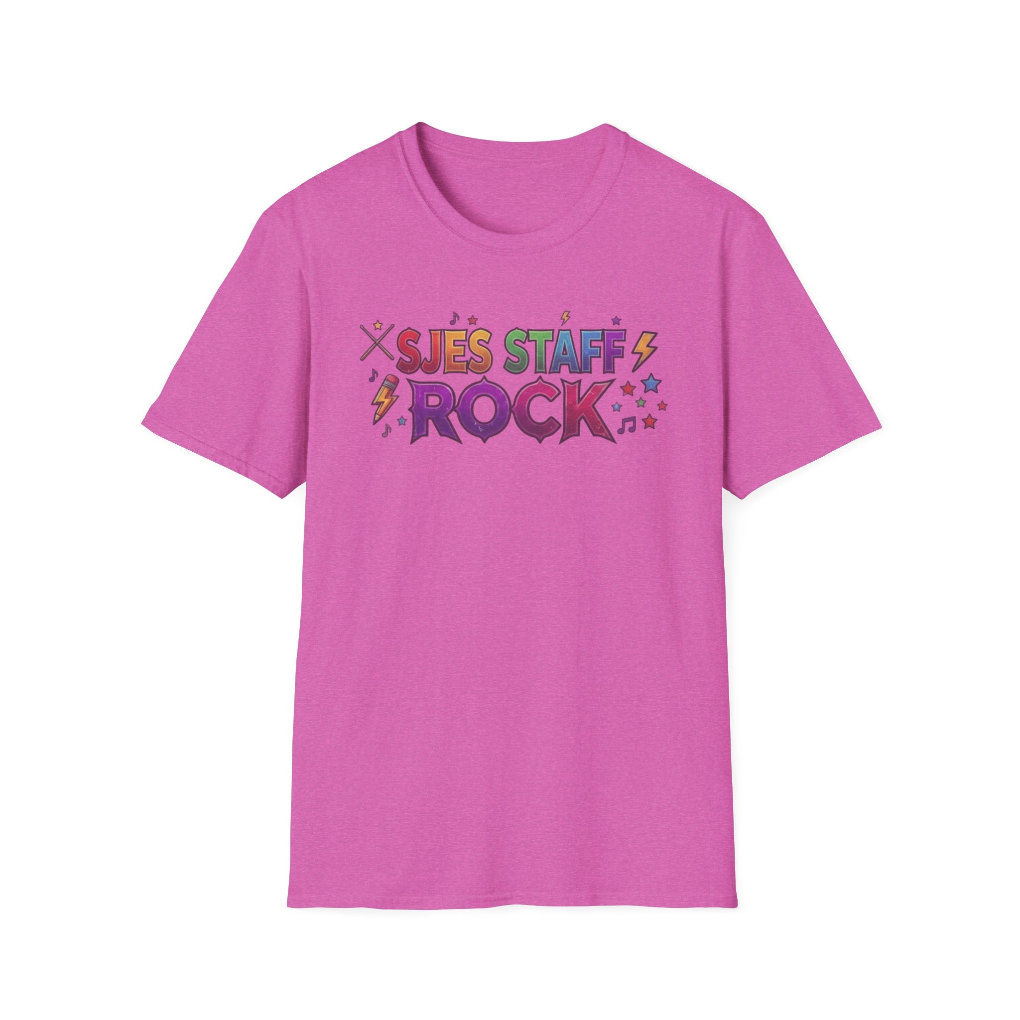 SJES Staff Rock T-Shirt — Colorful Retro School Staff Appreciation Tee