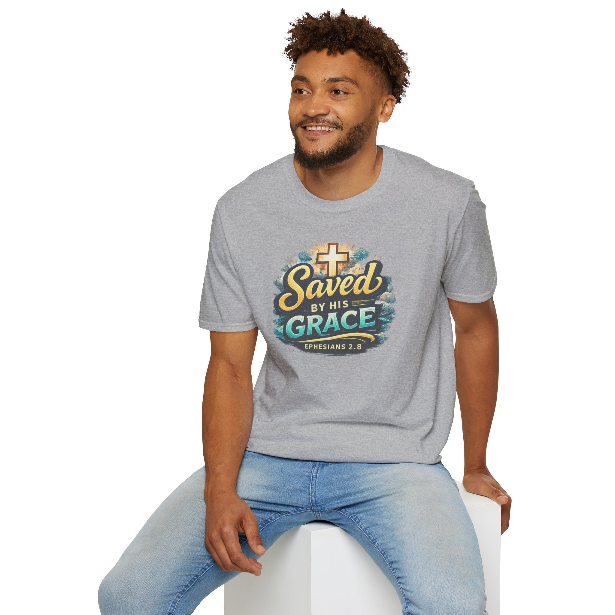 T-Shirt — "Saved by His Grace" Christian Faith Tee