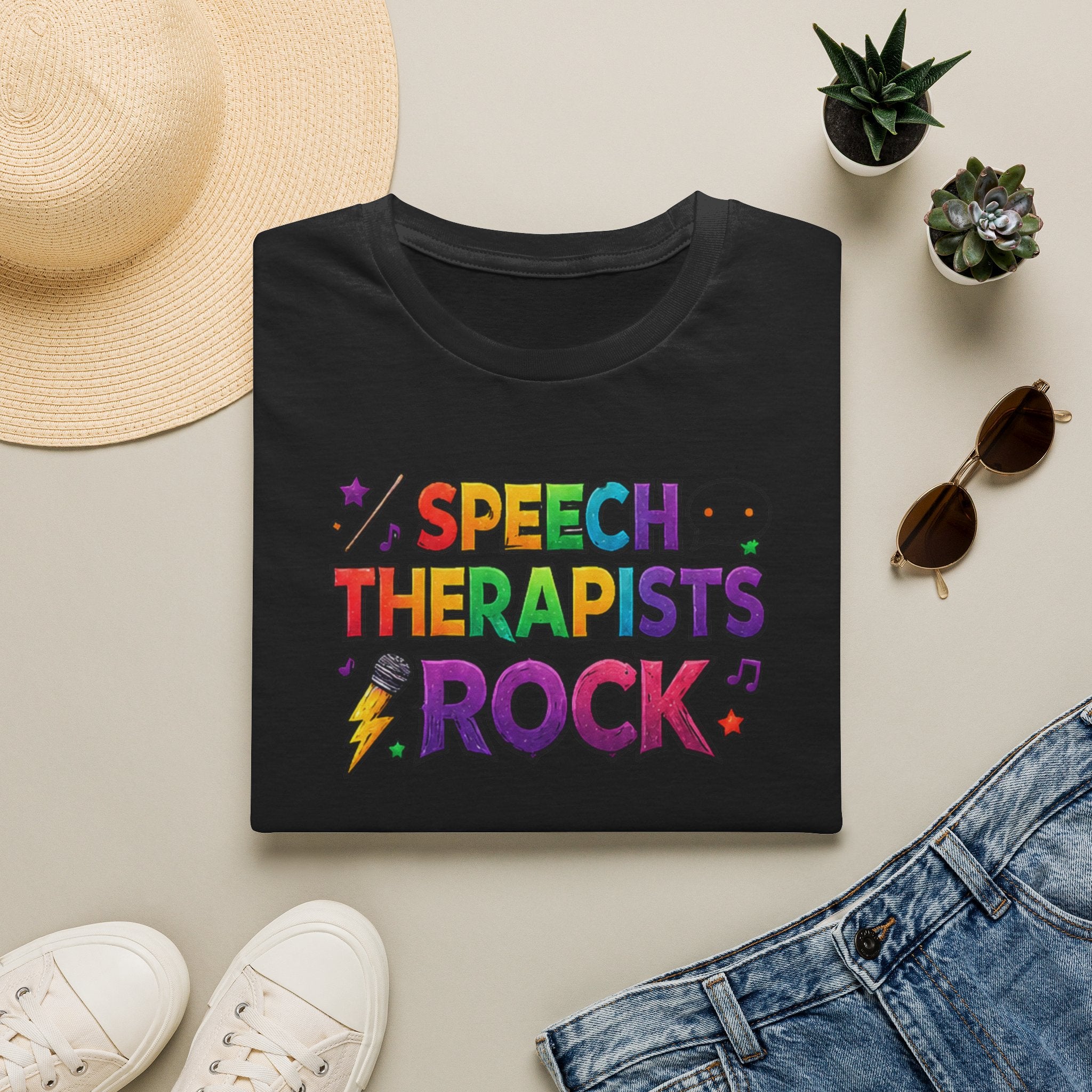 Speech Therapists Rock T-Shirt — Colorful Retro Graphic Tee for SLPs