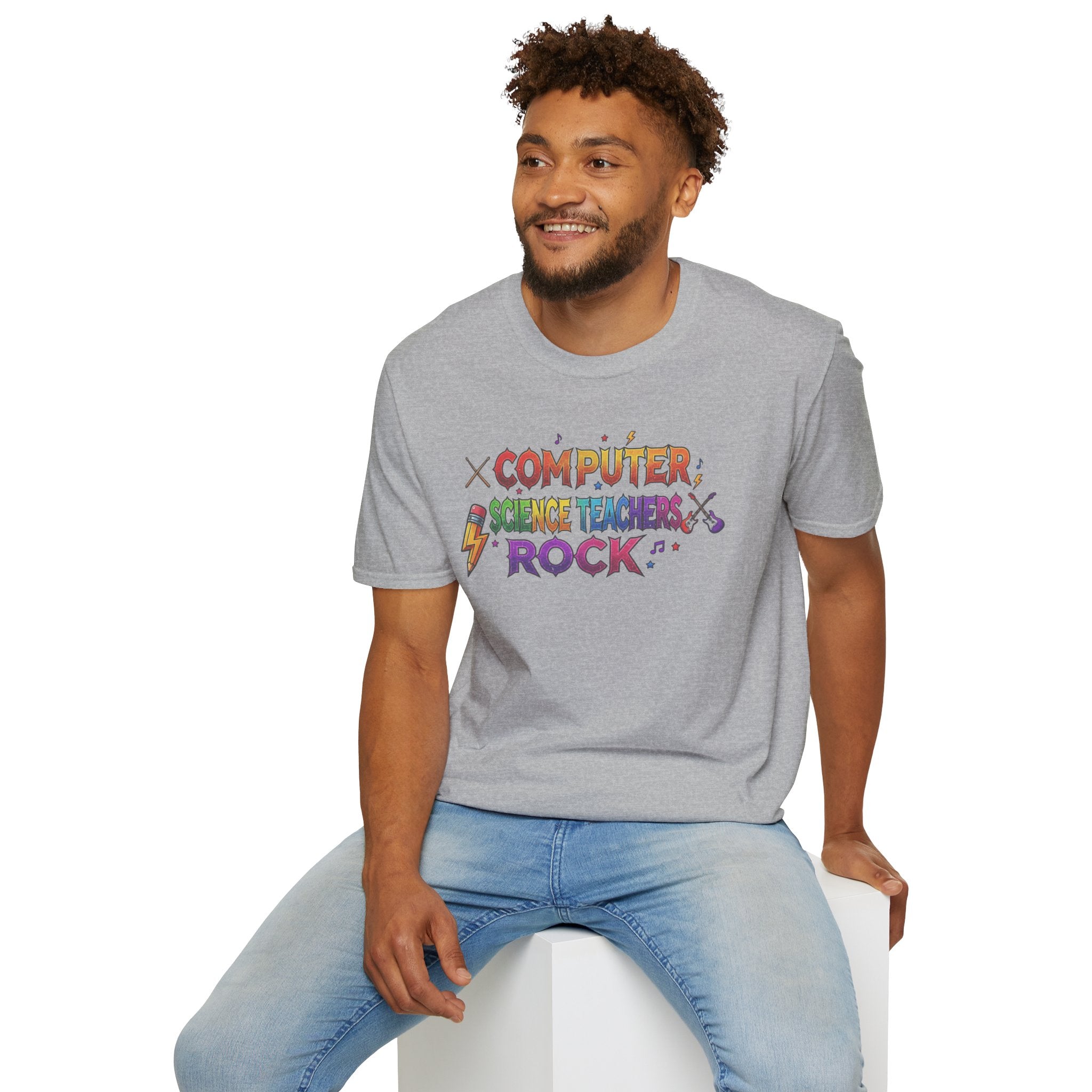 Computer Science Teachers Rock T-Shirt — Colorful Retro Teacher Appreciation Tee