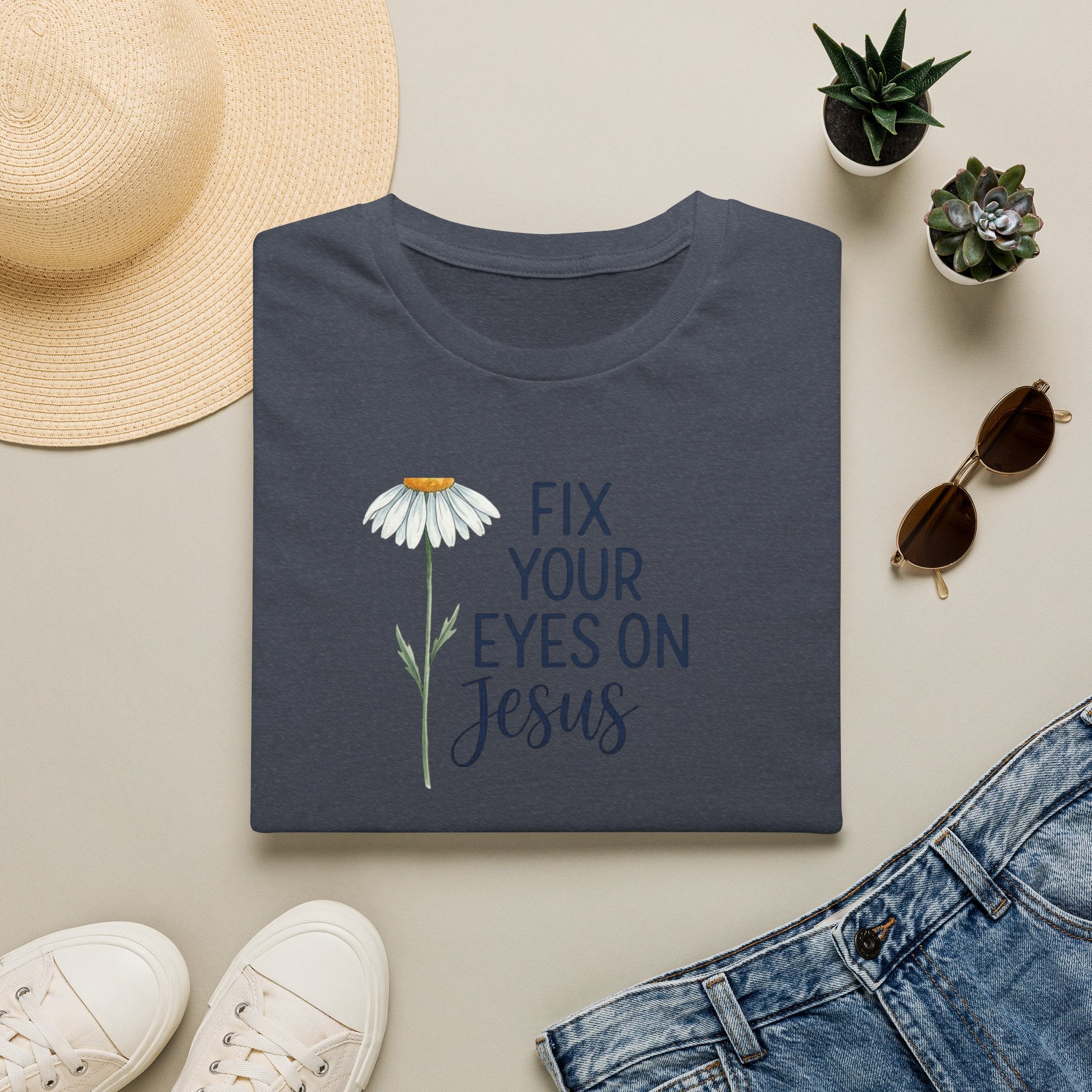 “Fix Your Eyes on Jesus” Daisy Christian Tee
