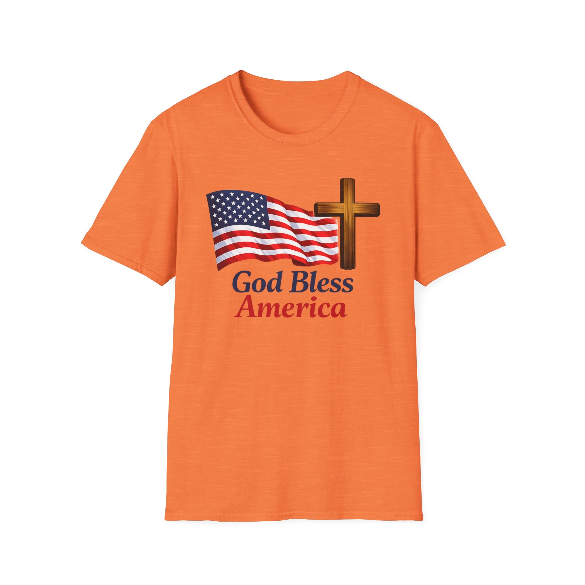 God Bless America T-Shirt — American Flag & Cross Patriotic Faith Tee