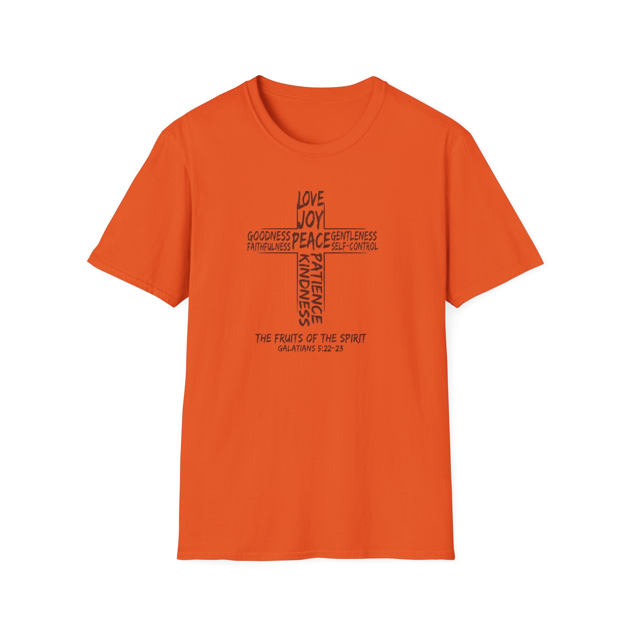 Faith Cross T-Shirt — 'Fruit of the Spirit' Typography Tee (Love, Joy, Peace)