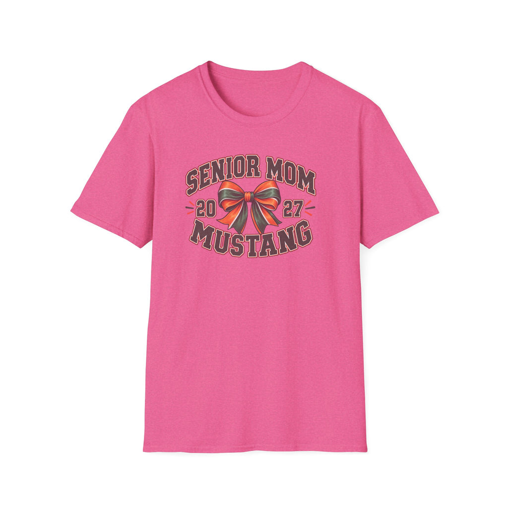 Senior Mom 2027 Mustang T-Shirt — Graduation Cheer Mom Shirt