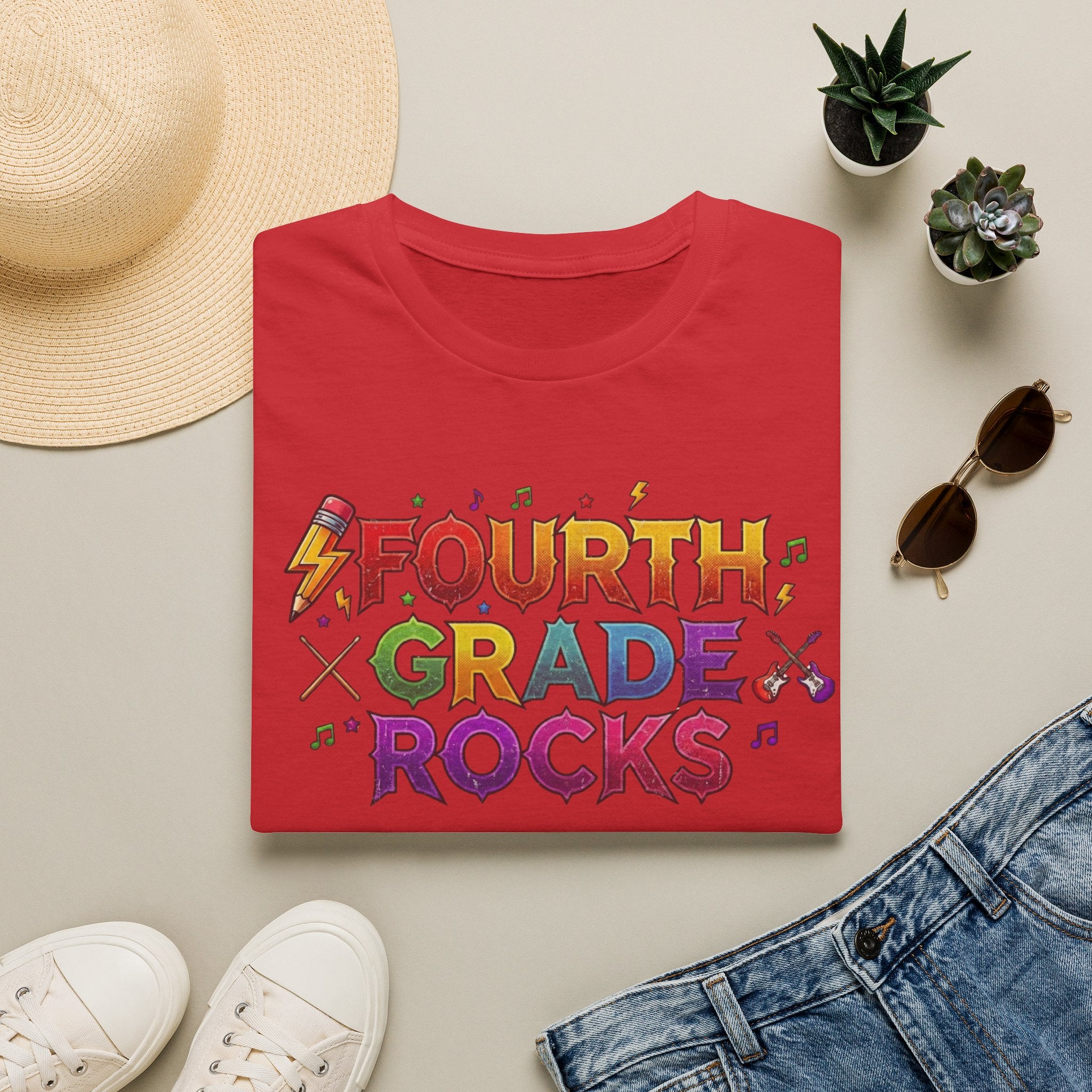 Fourth Grade Rocks T-Shirt — Colorful Teacher/Student Appreciation Tee