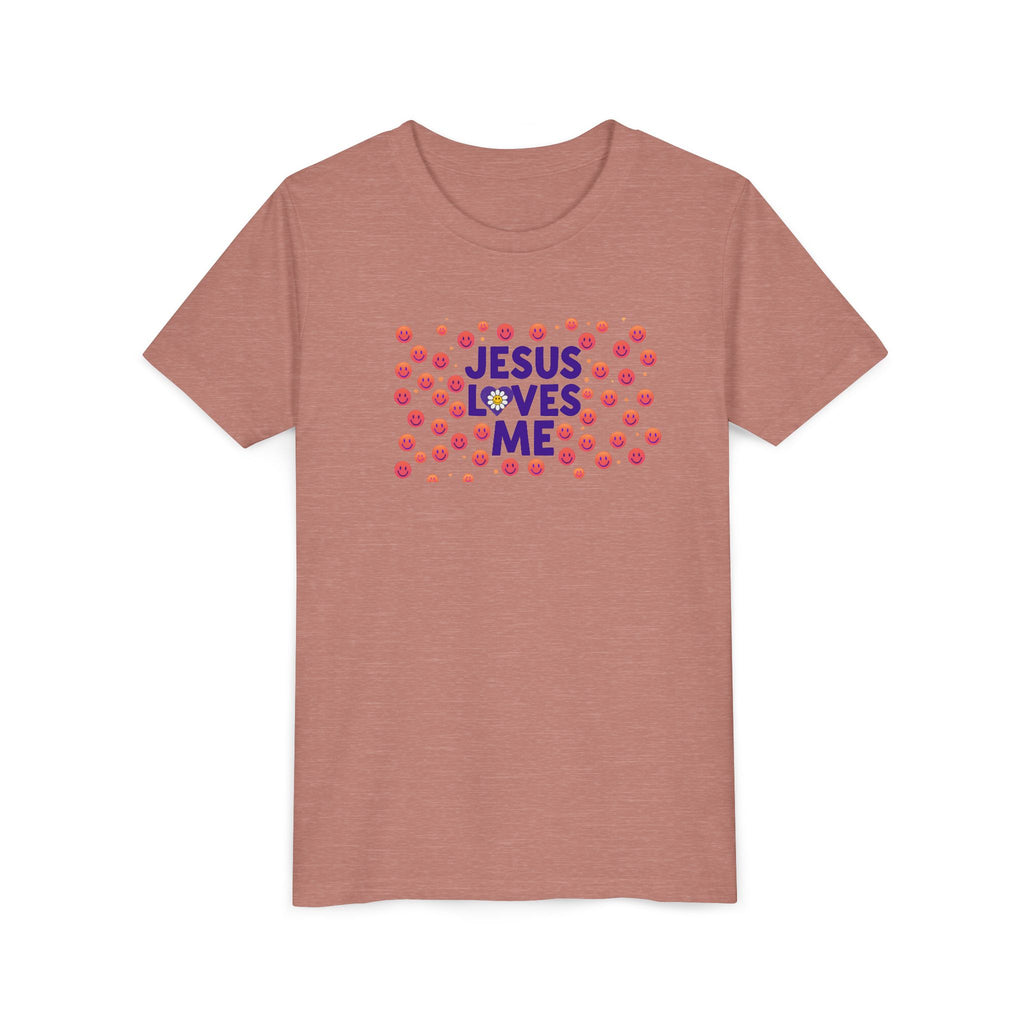 Youth Tee - "Jesus Loves Me" Colorful Dot Christian Kids Shirt