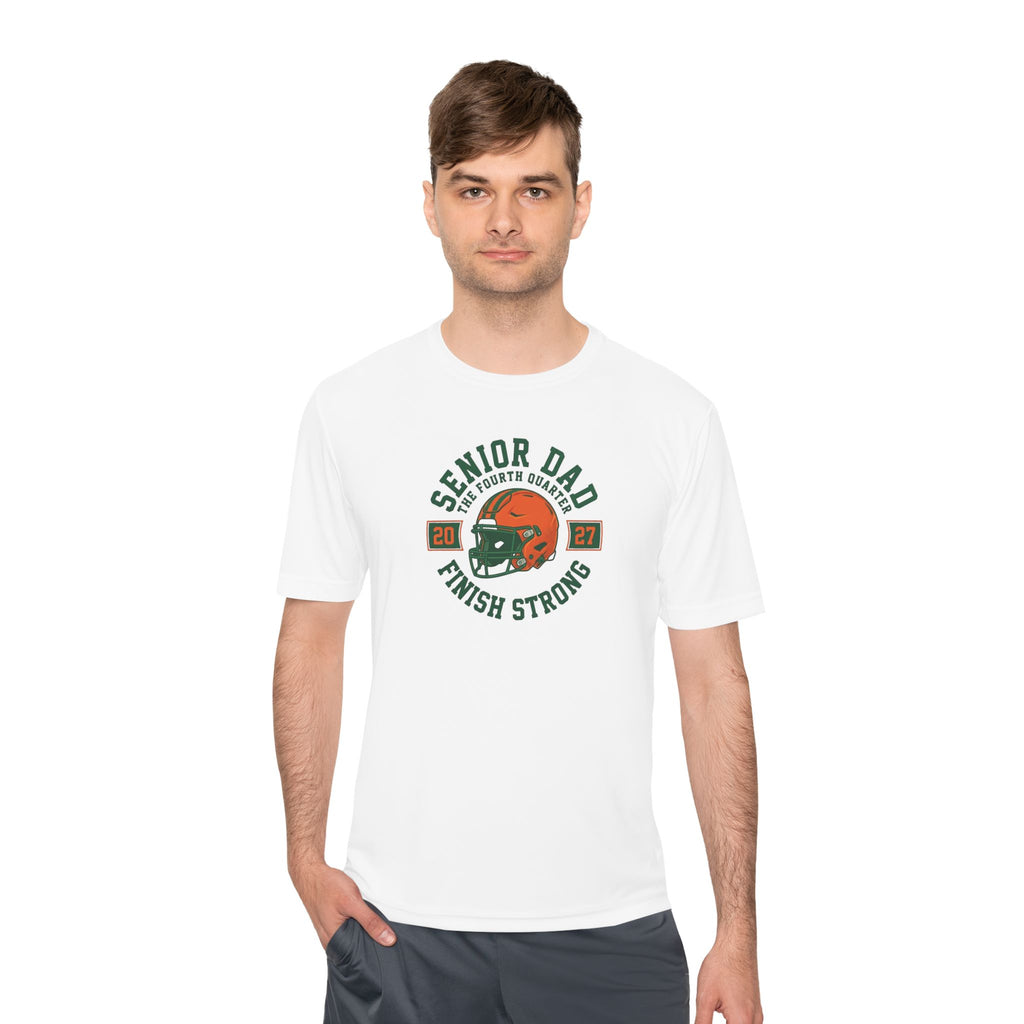 Senior Dad Tee "Finish Strong" – Football Dad Moisture-Wicking Shirt