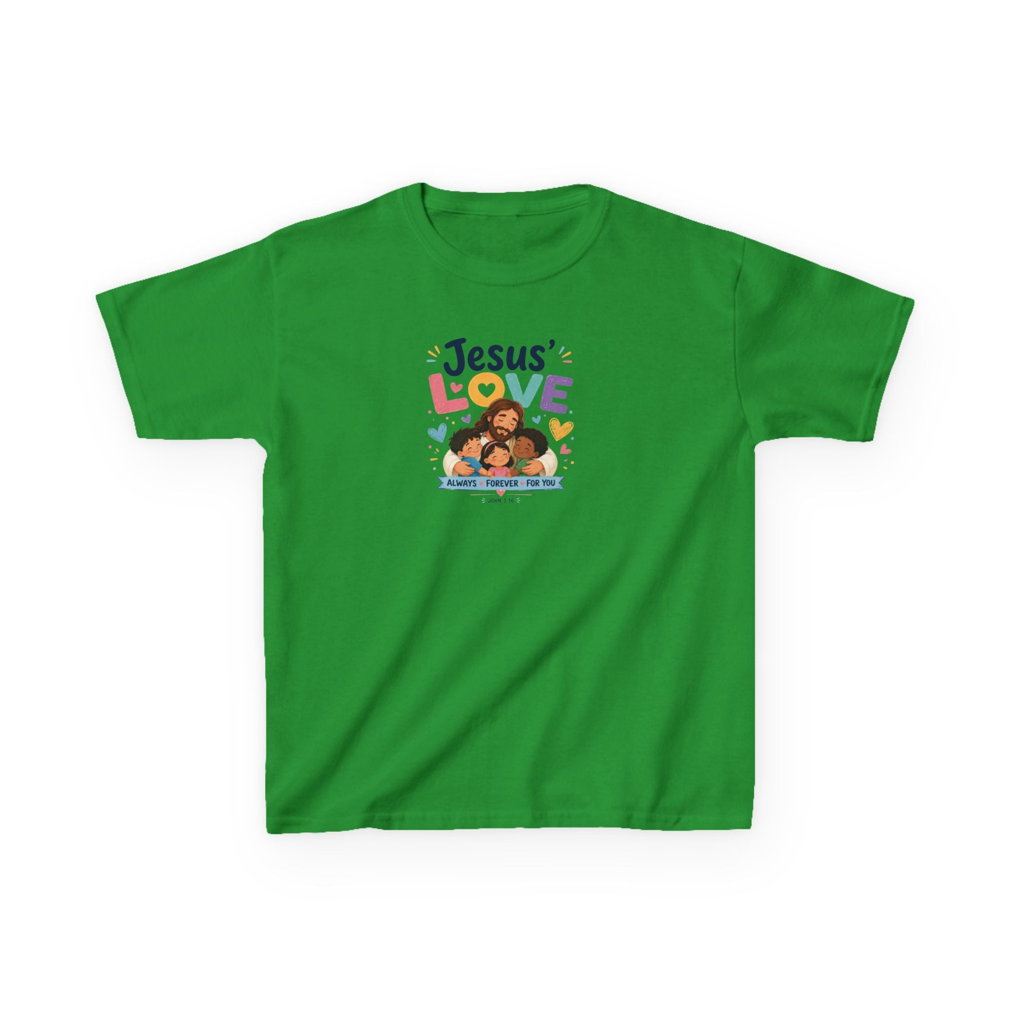 Kids Tee - "Jesus' Love" Colorful Faith Graphic