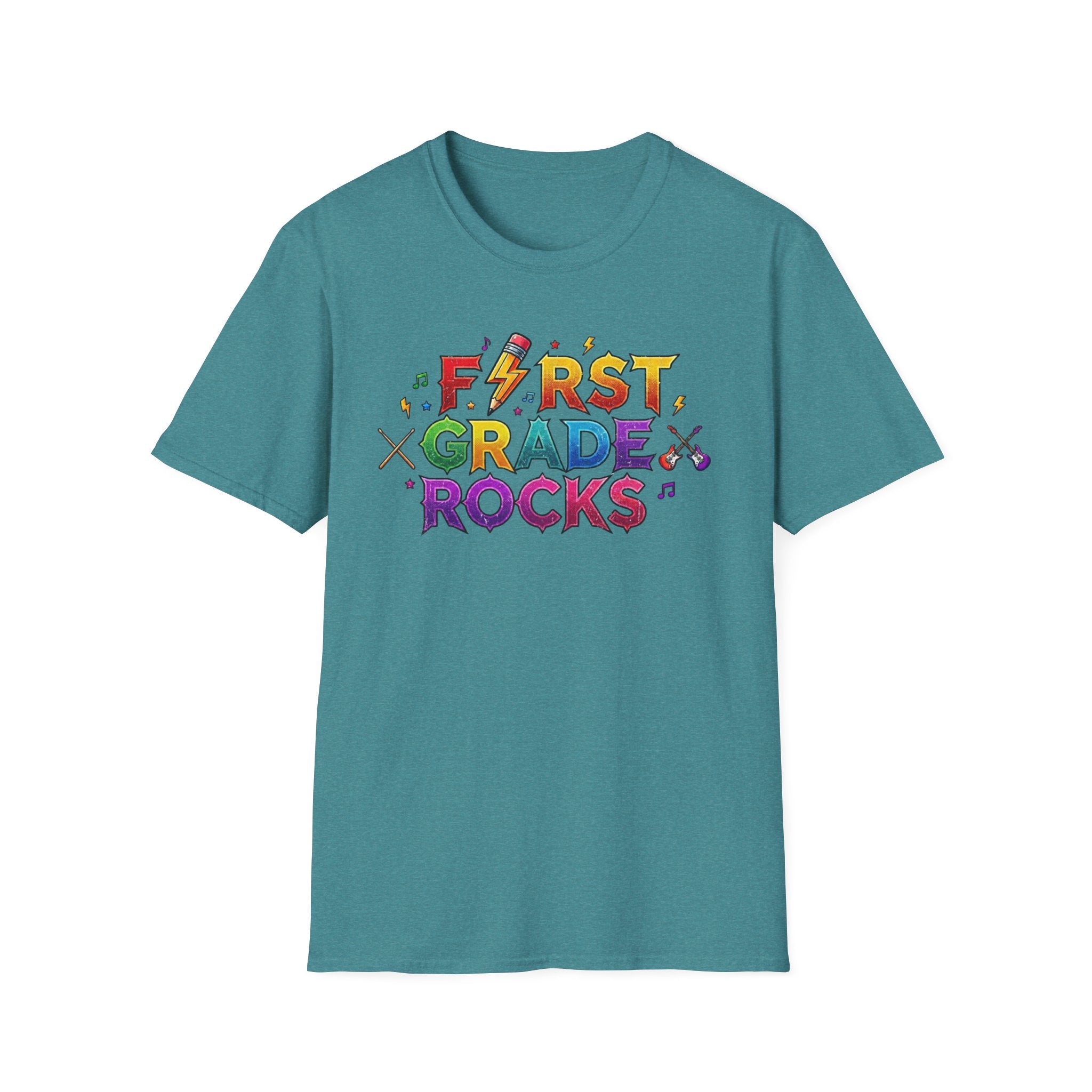 First Grade Rocks T-Shirt — Colorful Back-to-School Tee for Teachers & Students