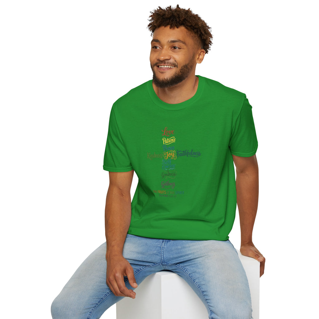 Christian Cross Word Art T-Shirt — Fruits of the Spirit Faith Tee