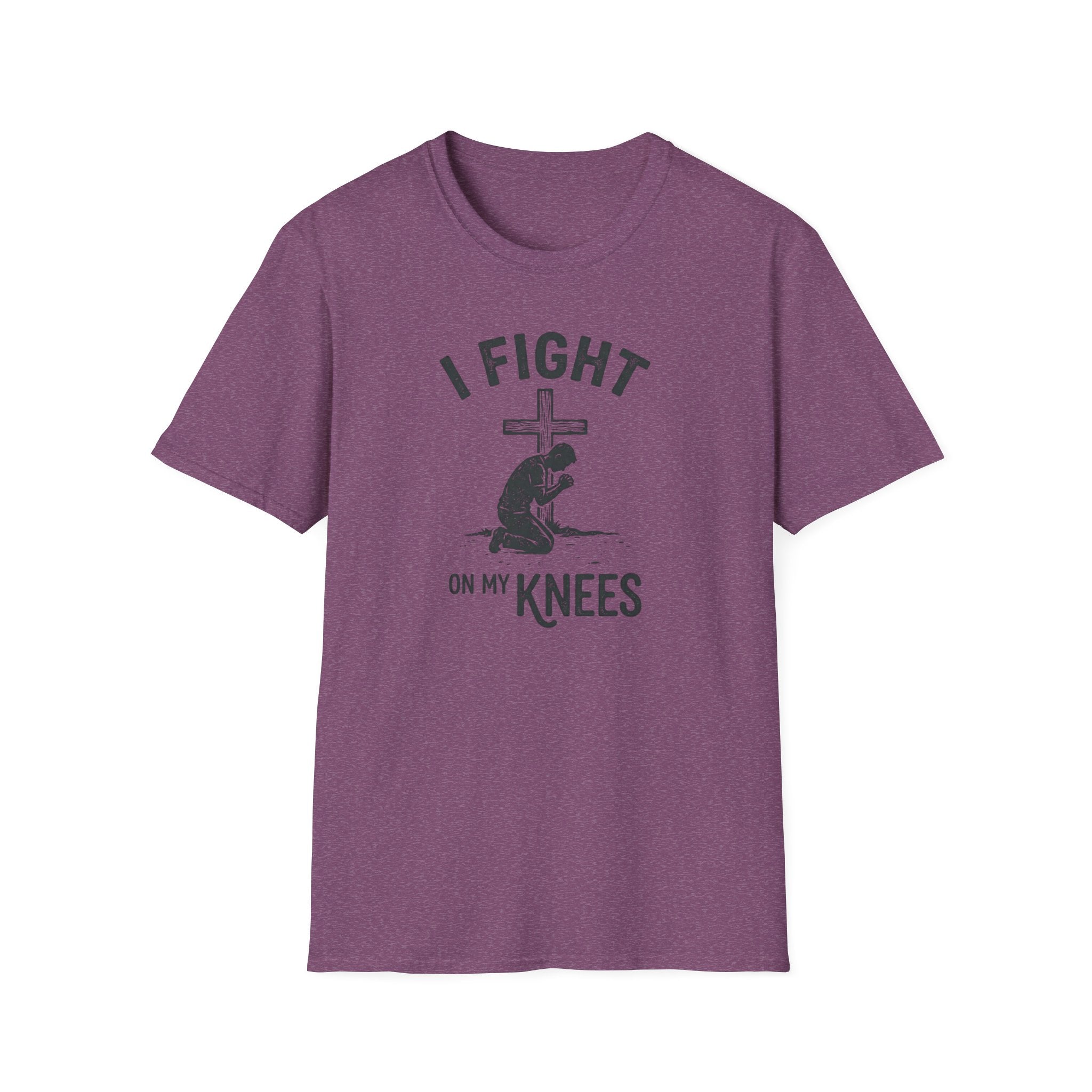 T-Shirt — "I Fight on My Knees" Prayer Graphic
