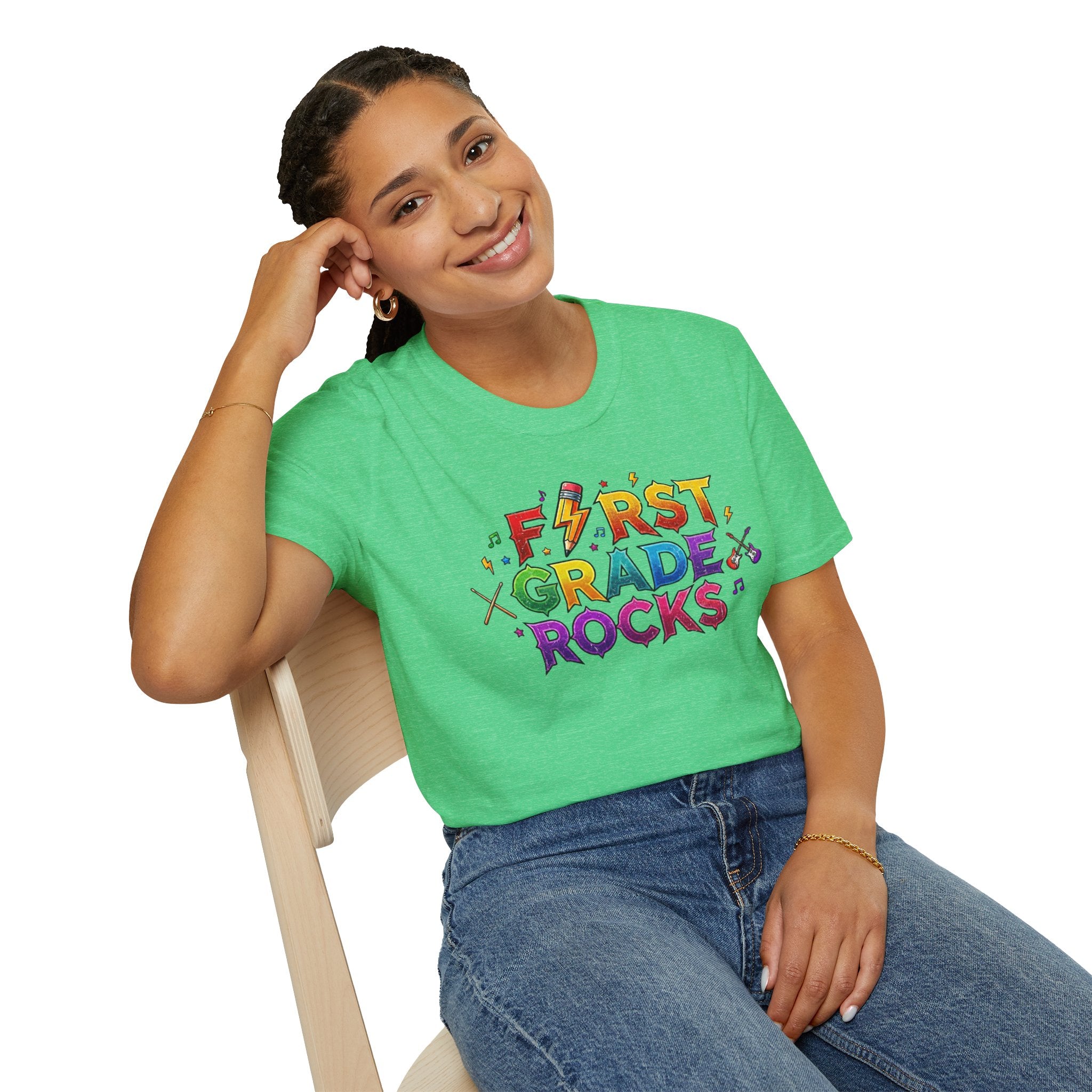 First Grade Rocks T-Shirt — Colorful Back-to-School Tee for Teachers & Students