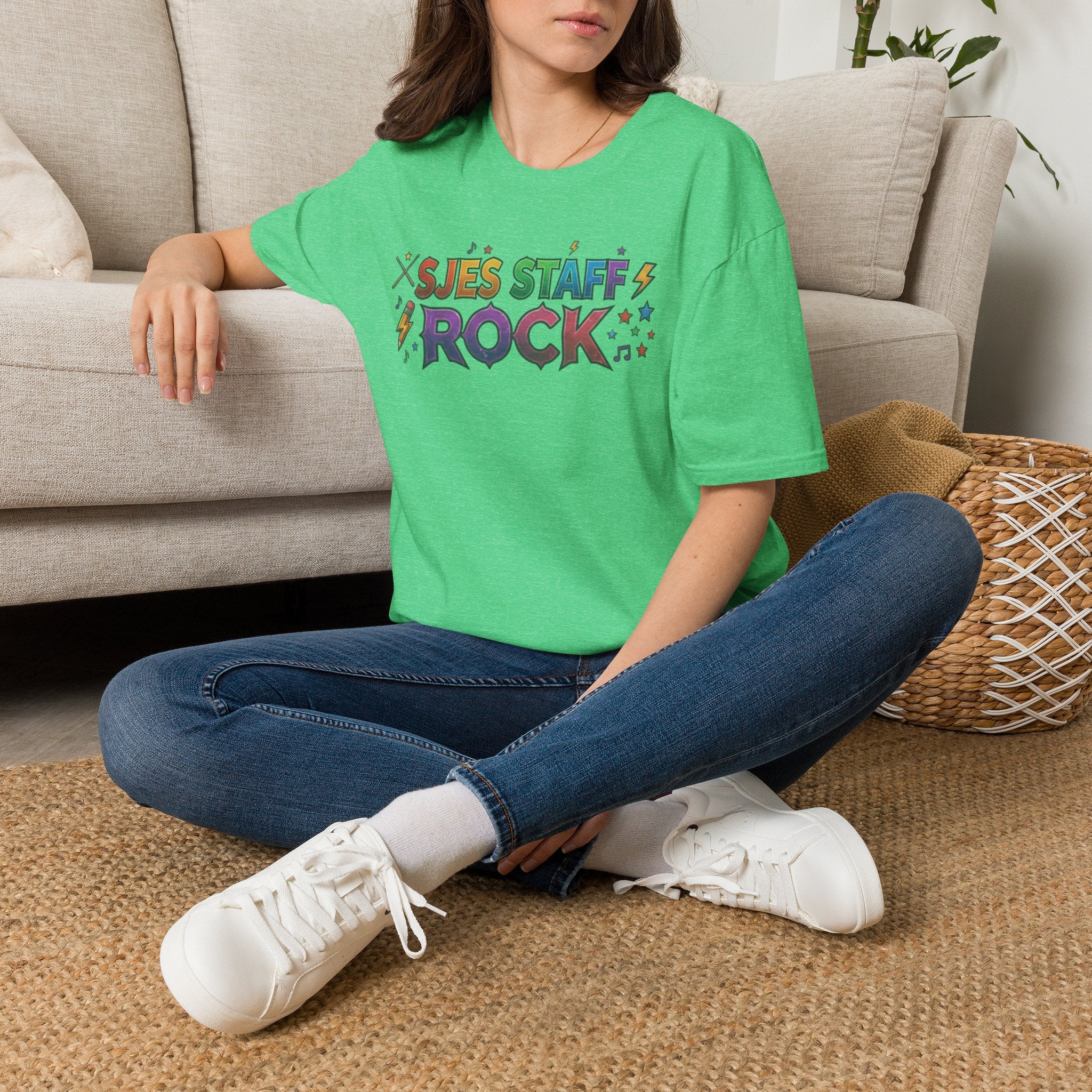 SJES Staff Rock T-Shirt — Colorful Retro School Staff Appreciation Tee