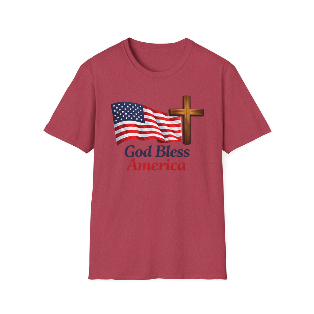 God Bless America T-Shirt — American Flag & Cross Patriotic Faith Tee