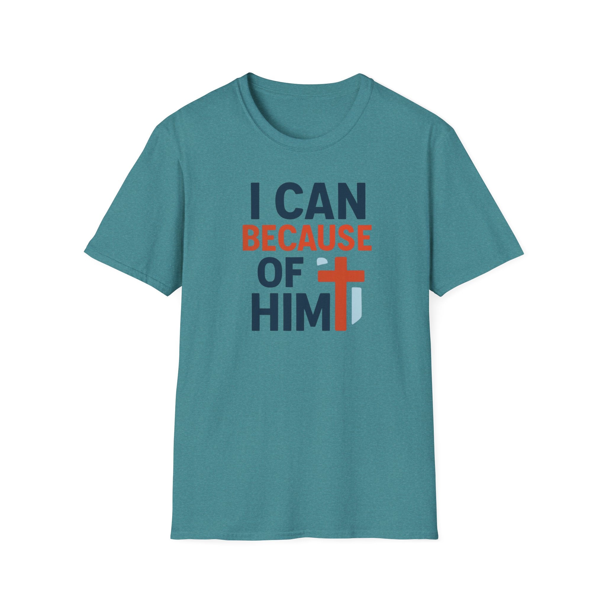 I Can Because of Him T-Shirt – Christian Faith Cross Tee