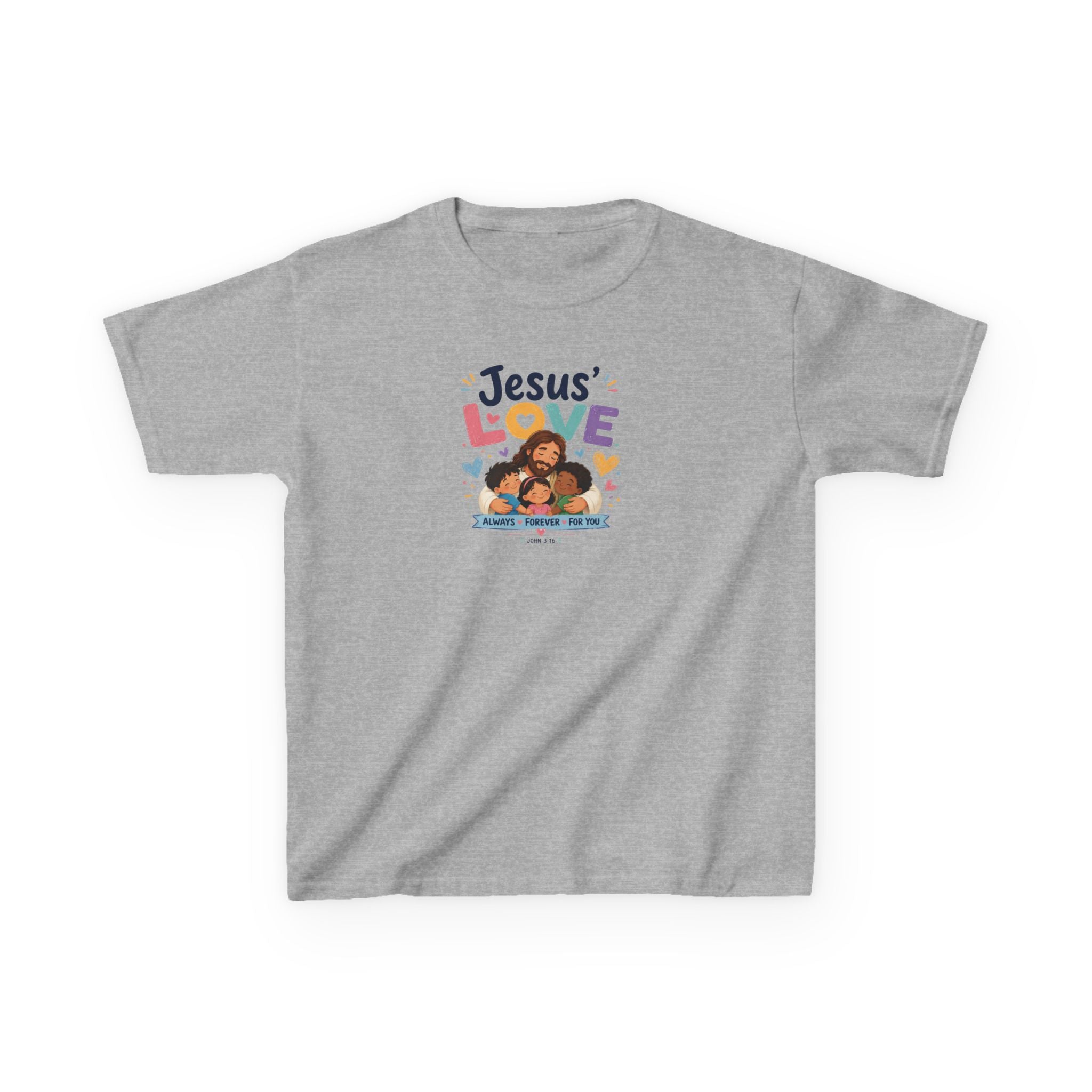 Kids Tee - "Jesus' Love" Colorful Faith Graphic