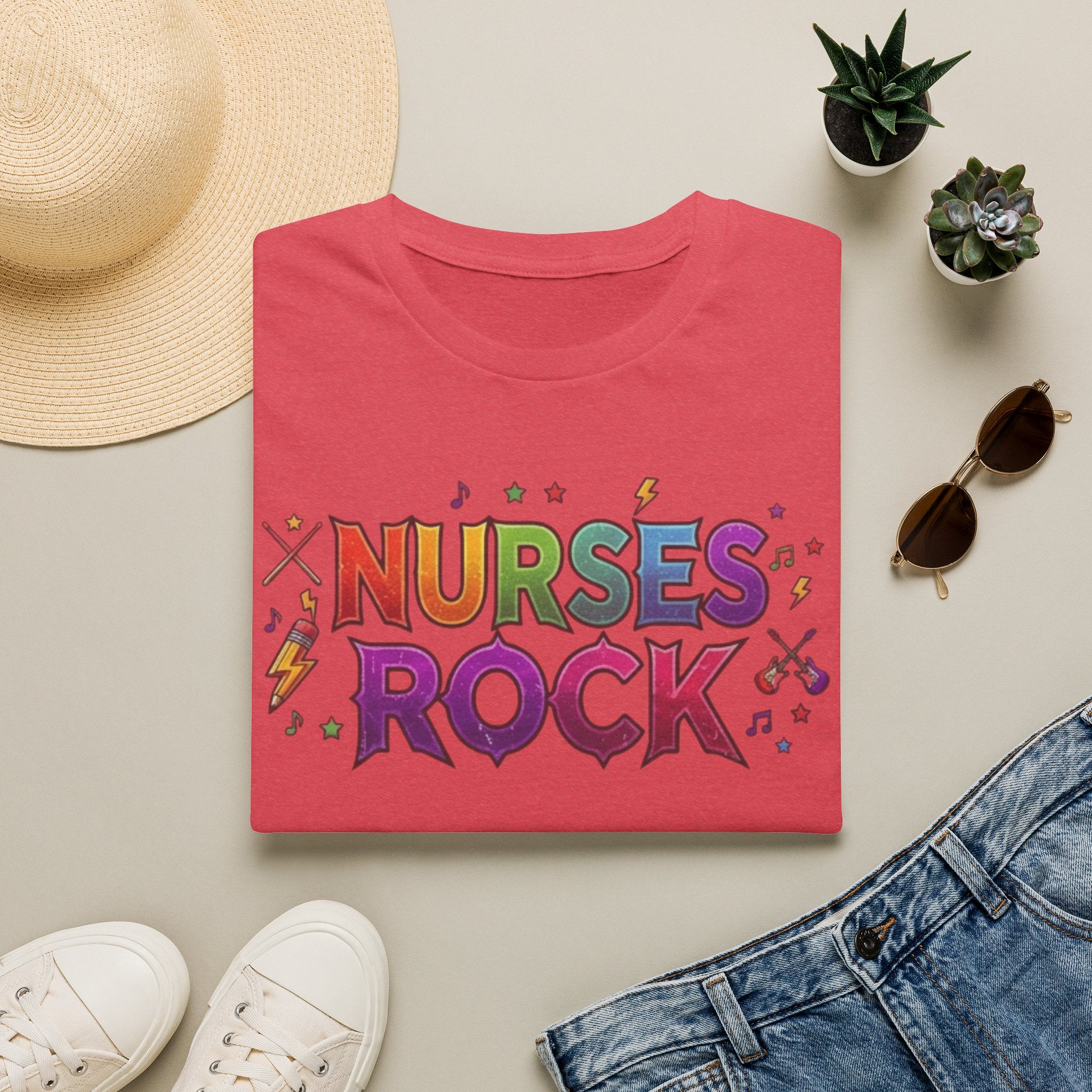 Nurses Rock T-Shirt — Colorful Retro Graphic Tee for Nurses